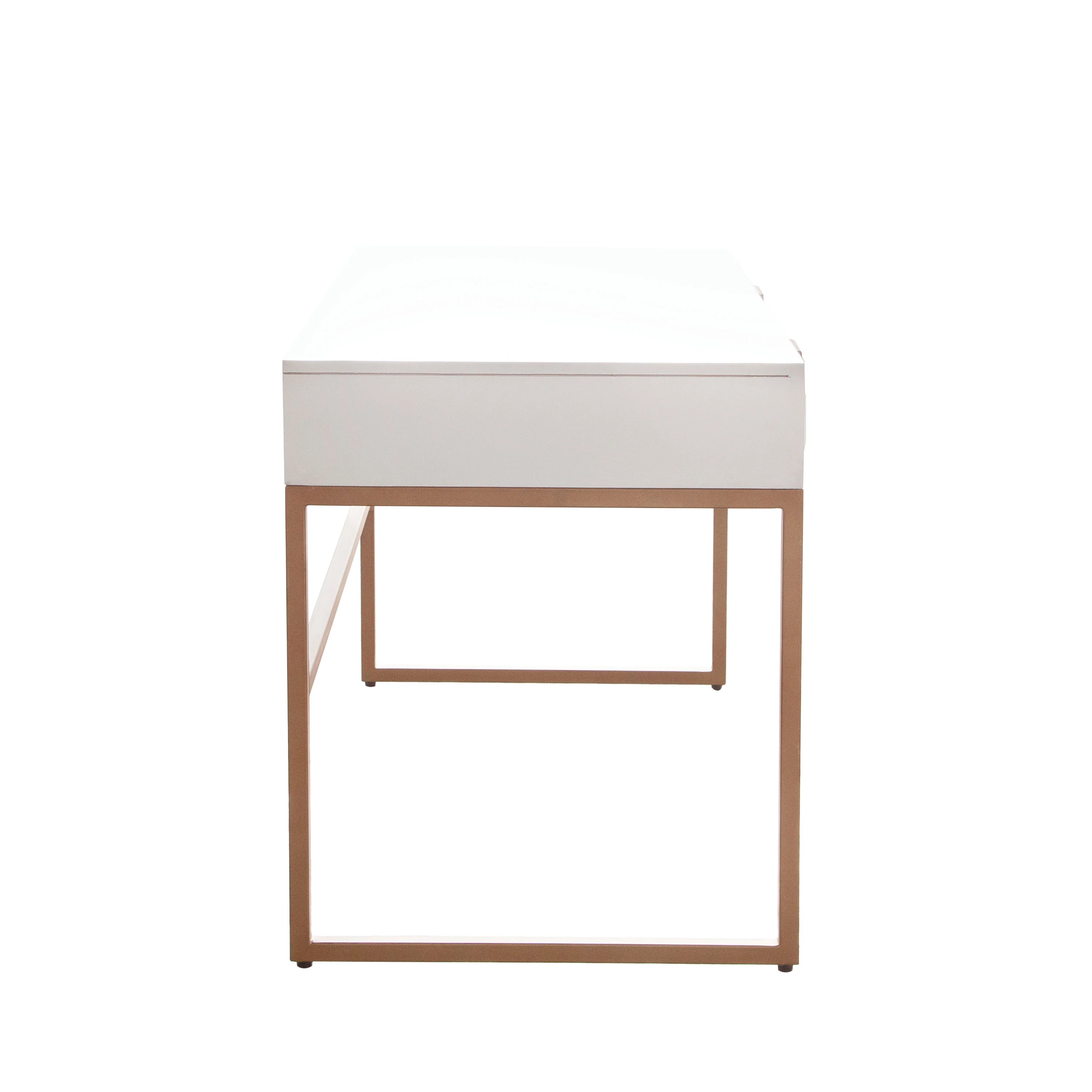 Spectrum 2-Drawer Solid Mango Wood Desk in White Finish w/ Gold Finished Iron Legs by Diamond Sofa - Image 4