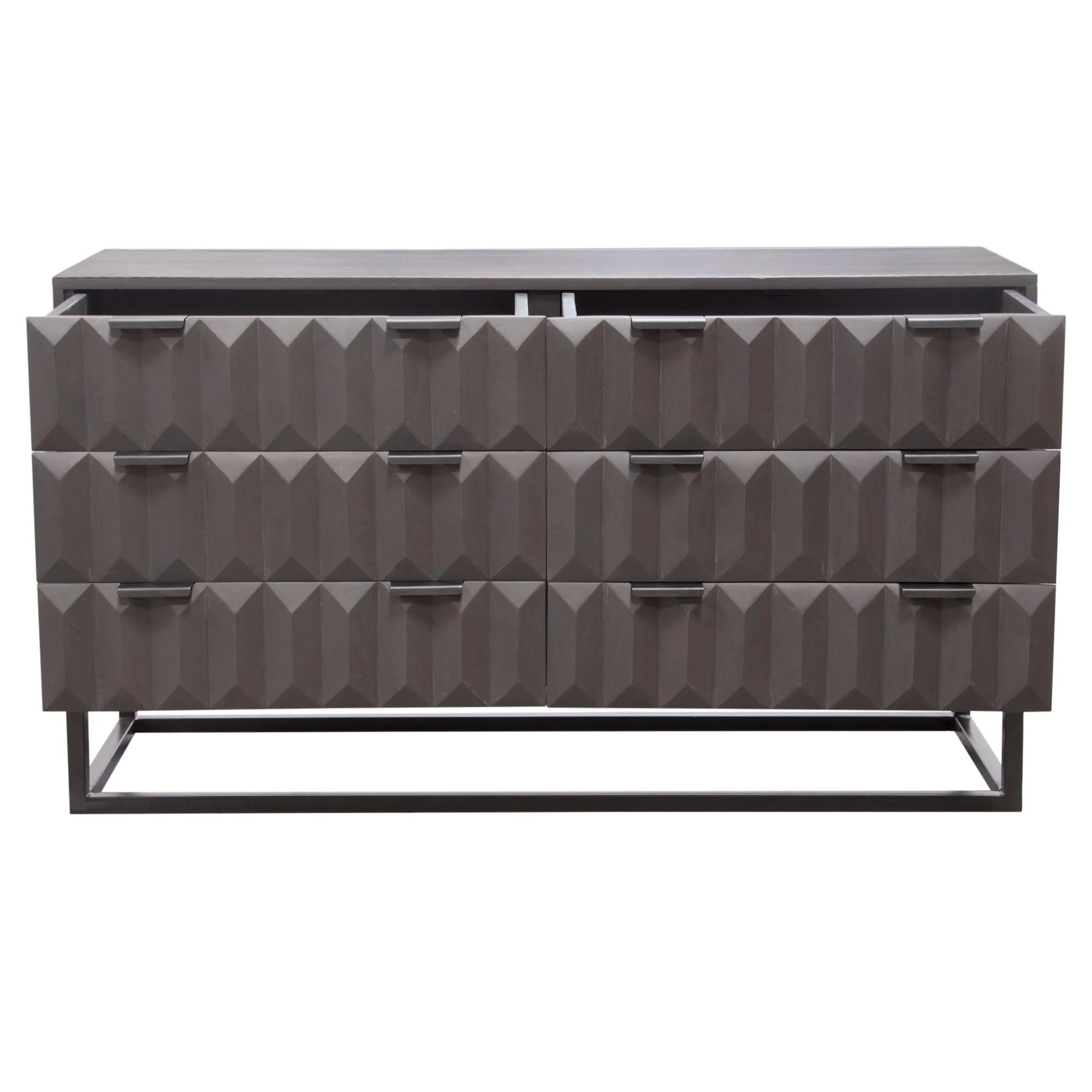 Spectrum 6-Drawer Solid Mango Wood Dresser in Smoke Grey Finish w/ Gun Metal Finished Legs by Diamond Sofa - Image 4