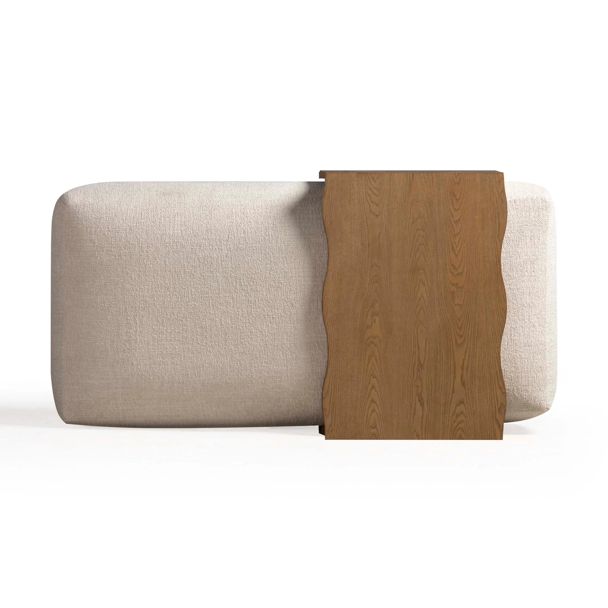 Spencer Cream Performance Basketweave Ottoman with Bridge Table - Image 6