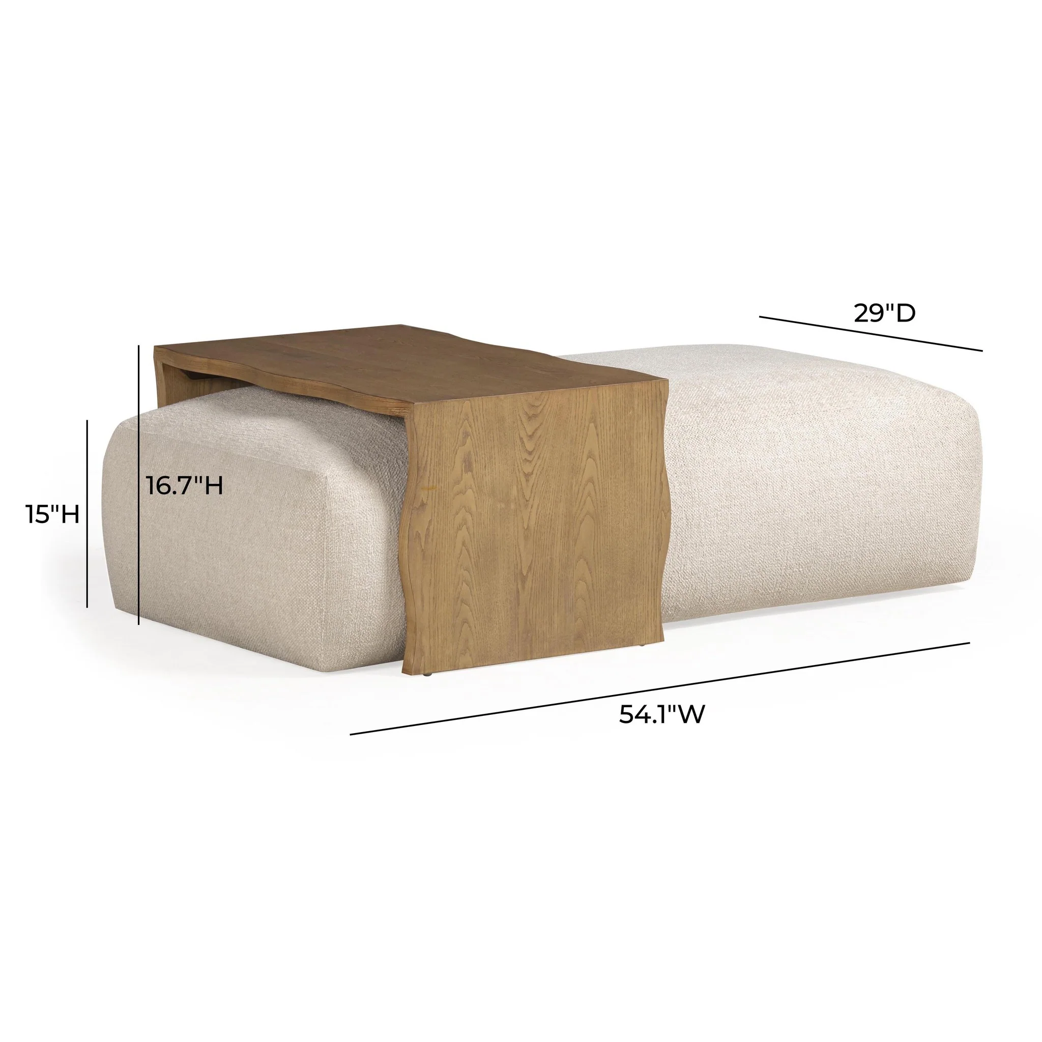 Spencer Cream Performance Basketweave Ottoman with Bridge Table - Image 9