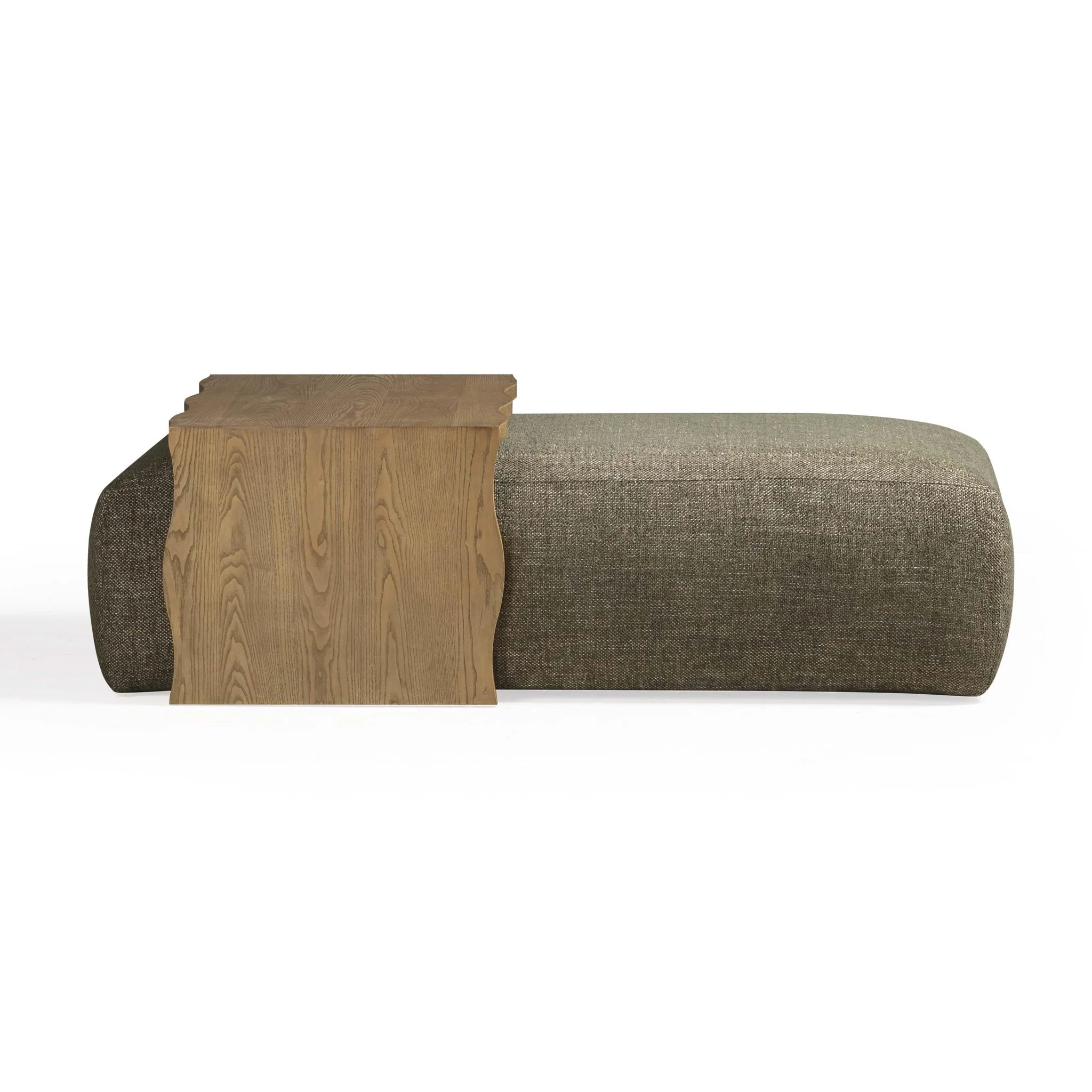 Spencer Olive Green Performance Basketweave Ottoman with Bridge Table - Image 3