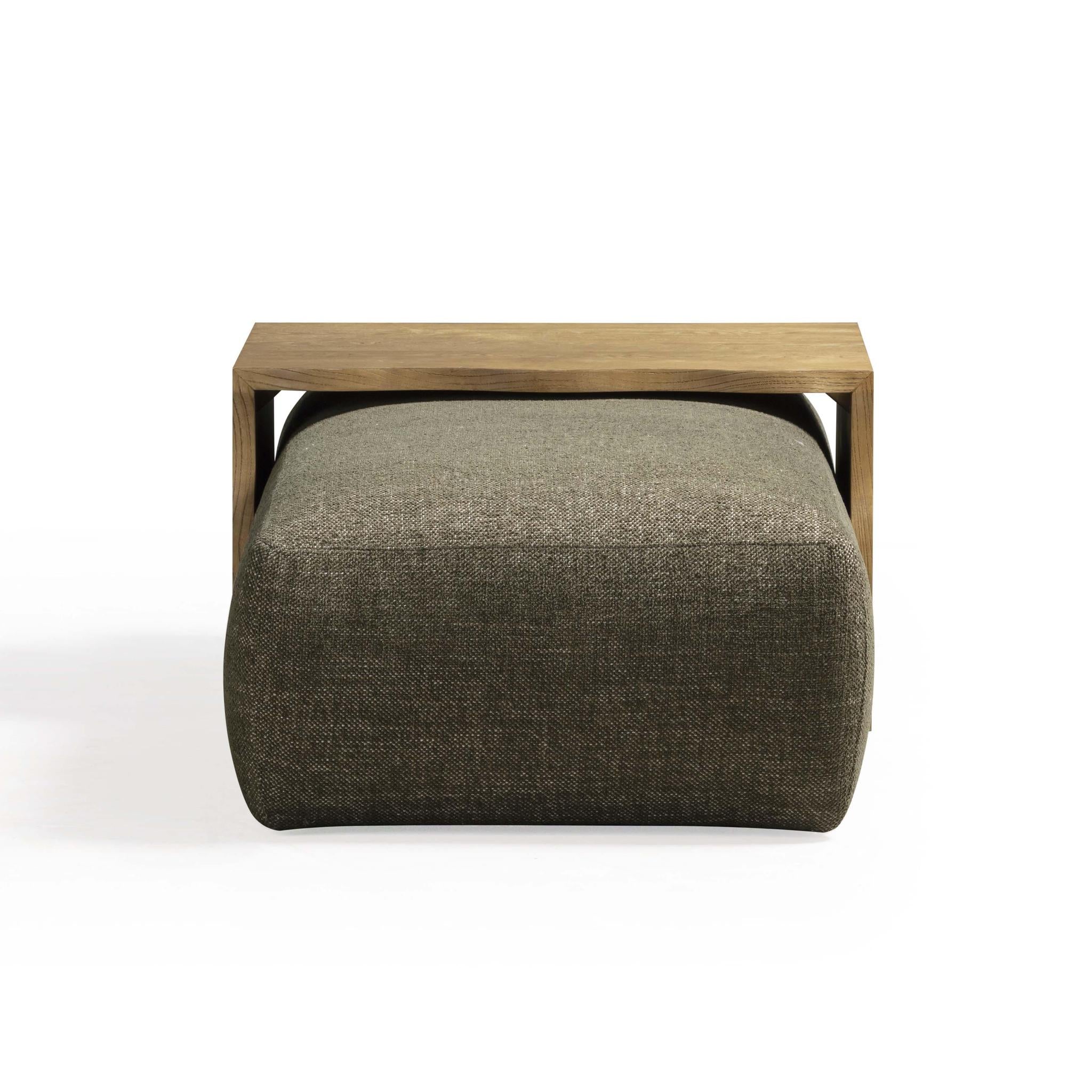 Spencer Olive Green Performance Basketweave Ottoman with Bridge Table - Image 5