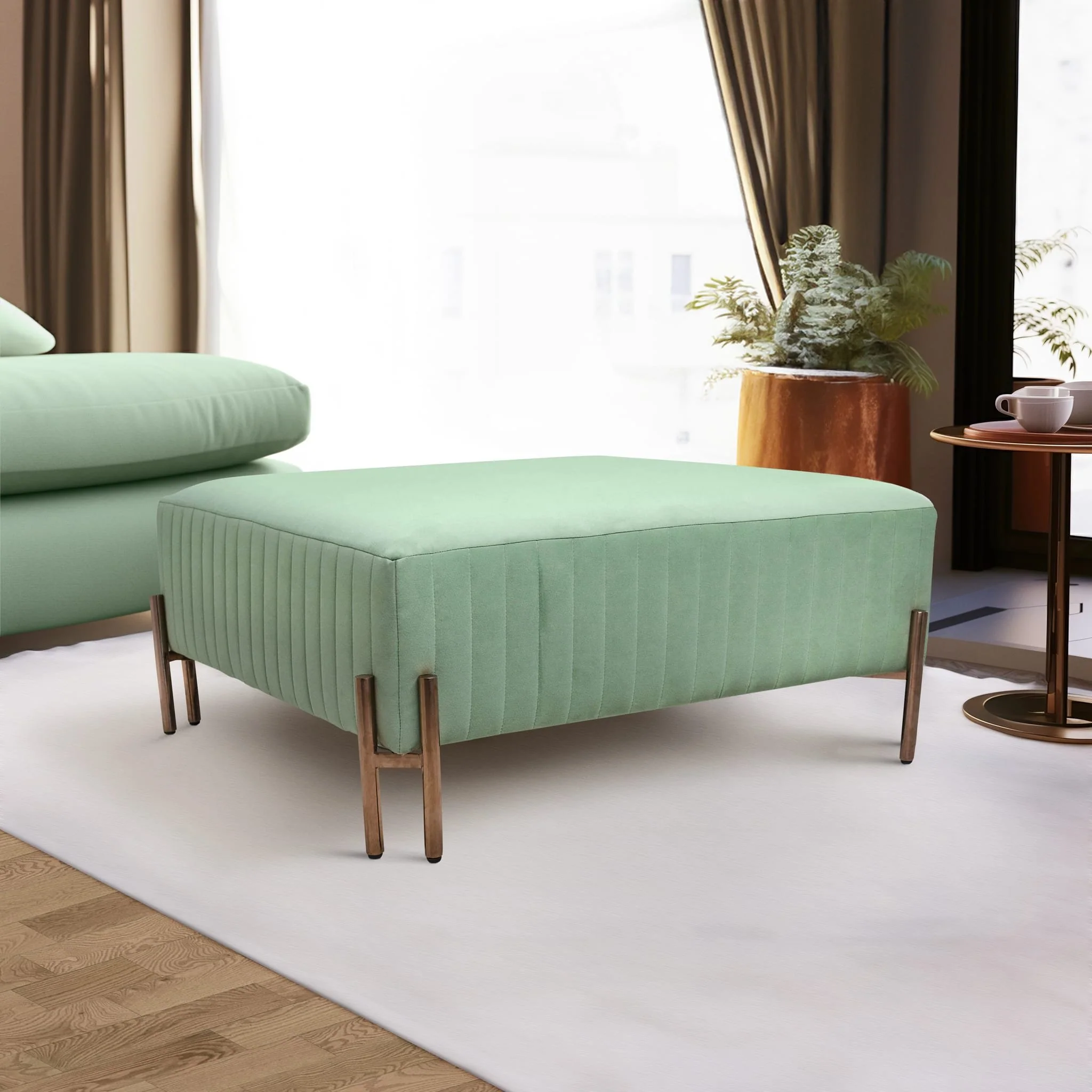 Square Ottoman - Green Kd - Image 9