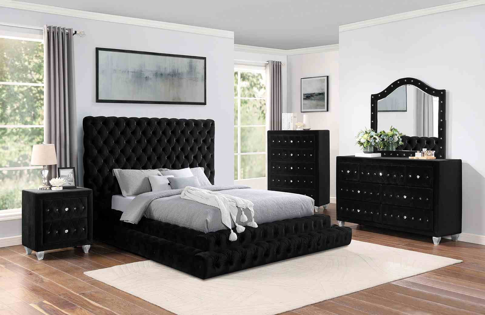 Stefania E.King Bed, Black - Image 2