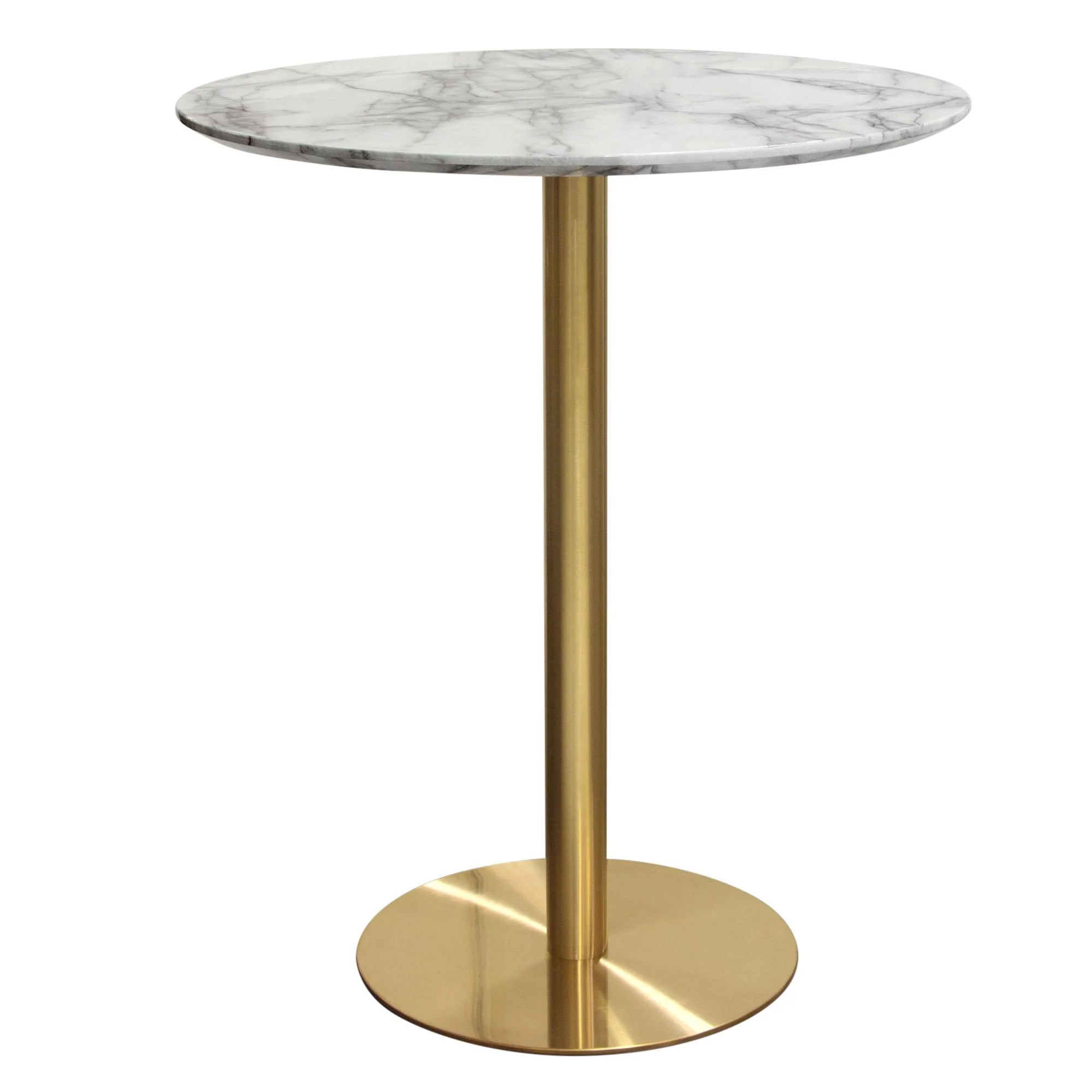 Stella 36" Round Bar Height Table w/ Faux Marble Top and Brushed Gold Metal Base by Diamond Sofa - Image 2
