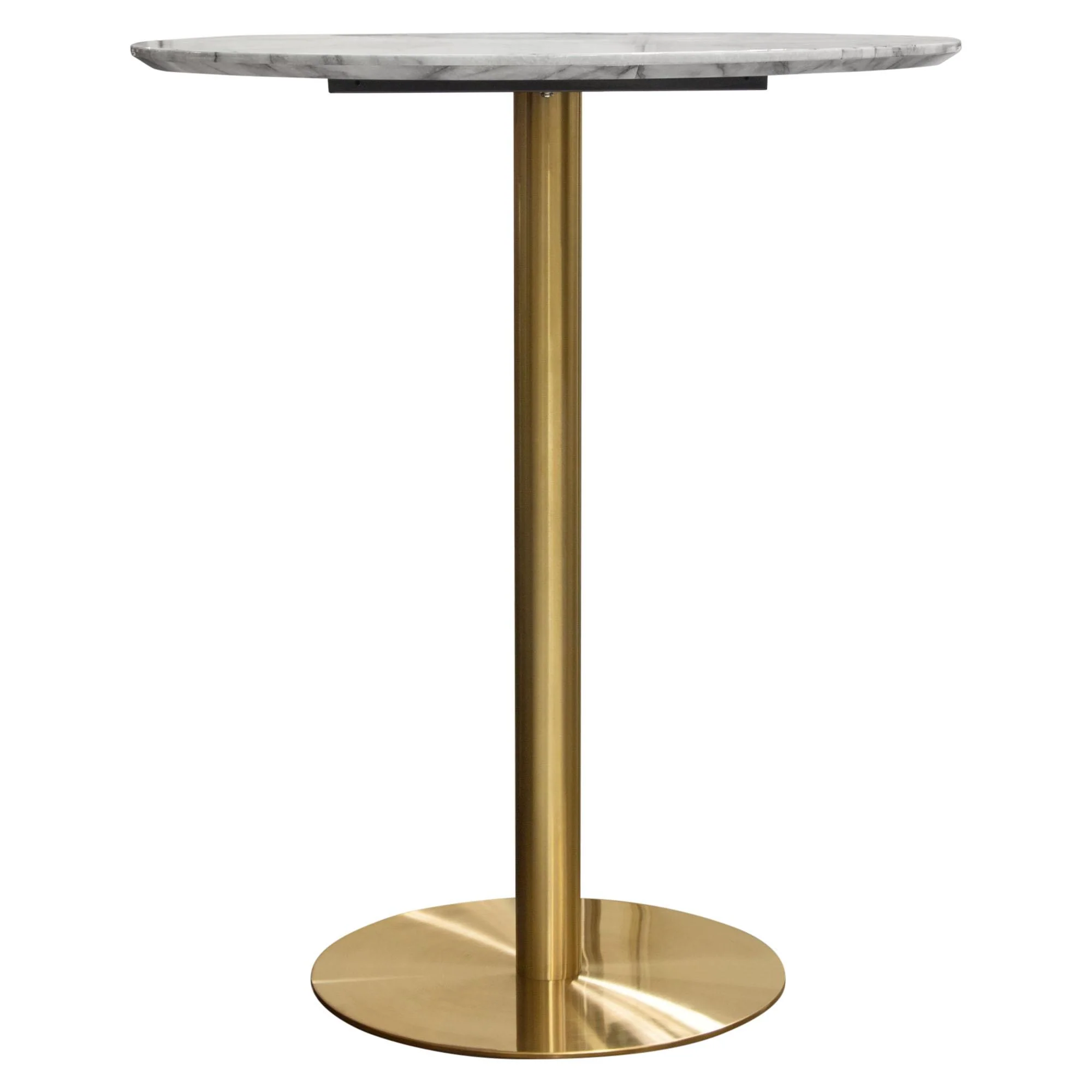 Stella 36" Round Bar Height Table w/ Faux Marble Top and Brushed Gold Metal Base by Diamond Sofa - Image 3