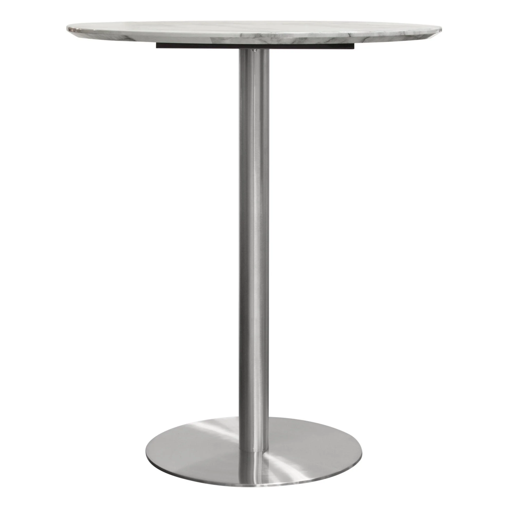 Stella 36" Round Bar Height Table w/ Faux Marble Top and Brushed Silver Metal Base by Diamond Sofa - Image 3