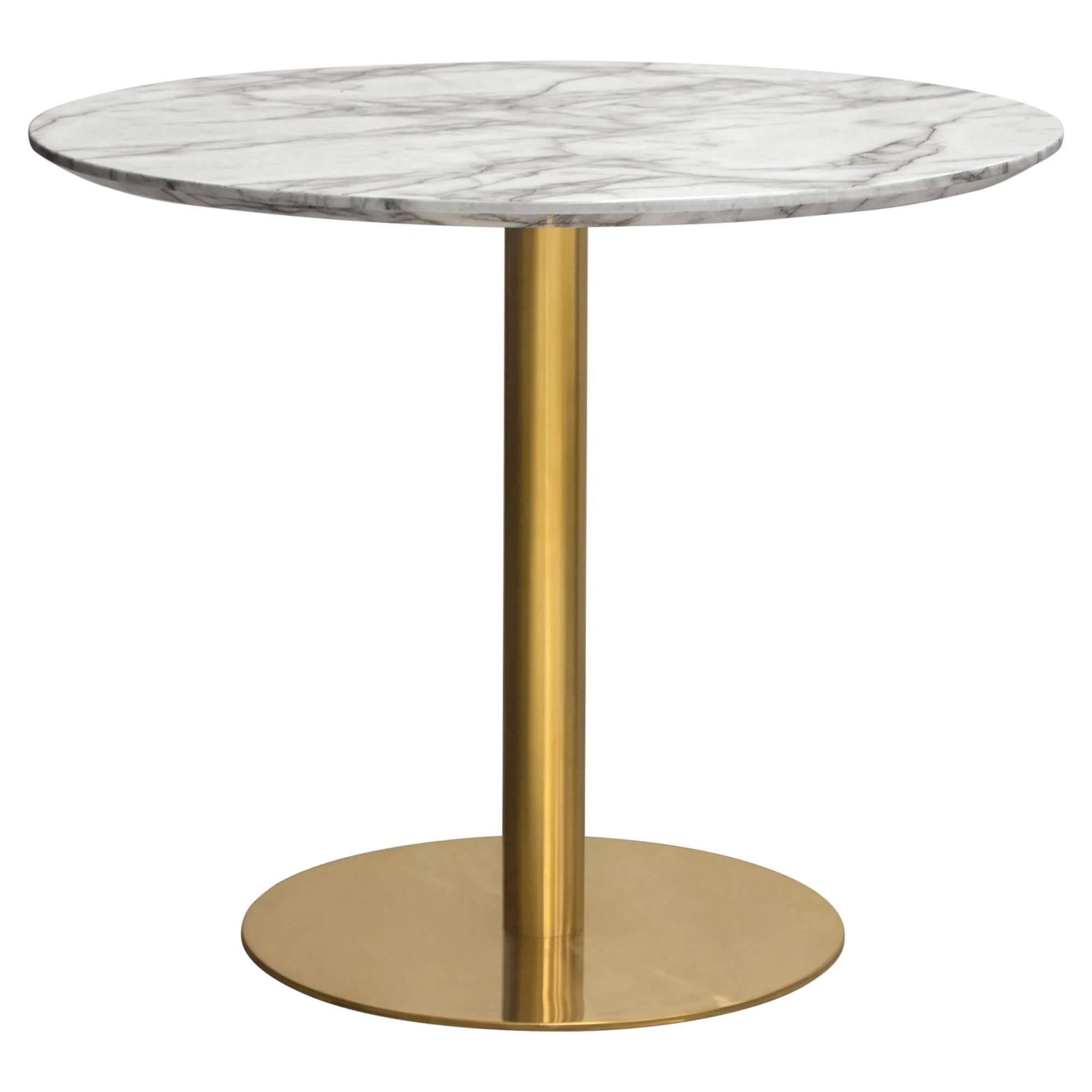 Stella 36" Round Dining Table w/ Faux Marble Top and Brushed Gold Metal Base by Diamond Sofa - Image 2