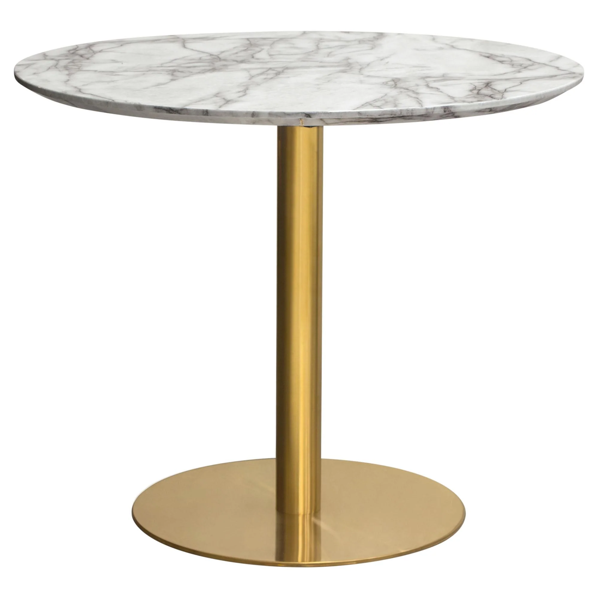 Stella 36" Round Dining Table w/ Faux Marble Top and Brushed Gold Metal Base by Diamond Sofa - Image 3