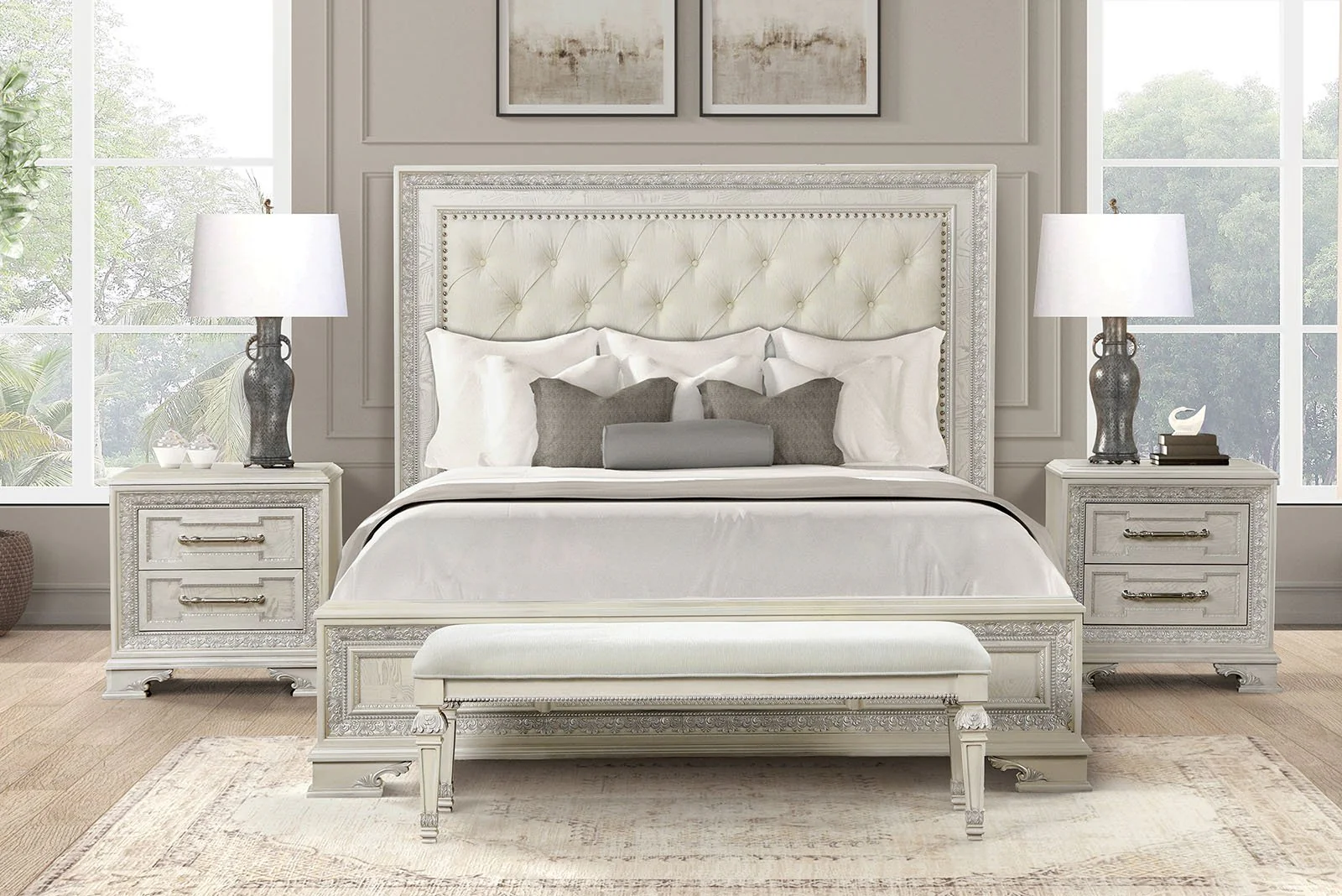 Stella Mia 5 Pc. Queen Uph Bedroom Set w/ 2Ns - Image 2