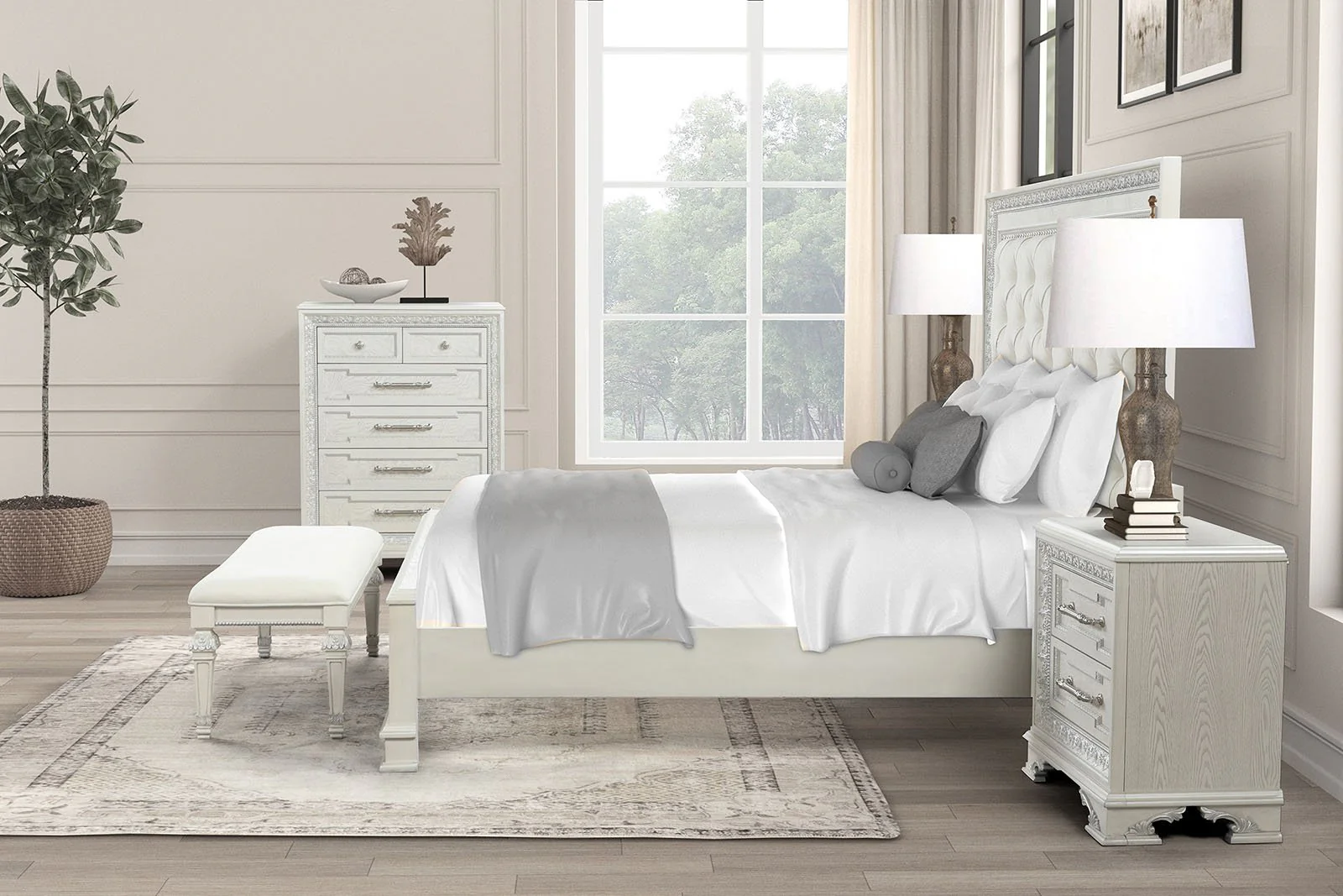 Stella Mia 5 Pc. Queen Uph Bedroom Set w/ Chest - Image 3