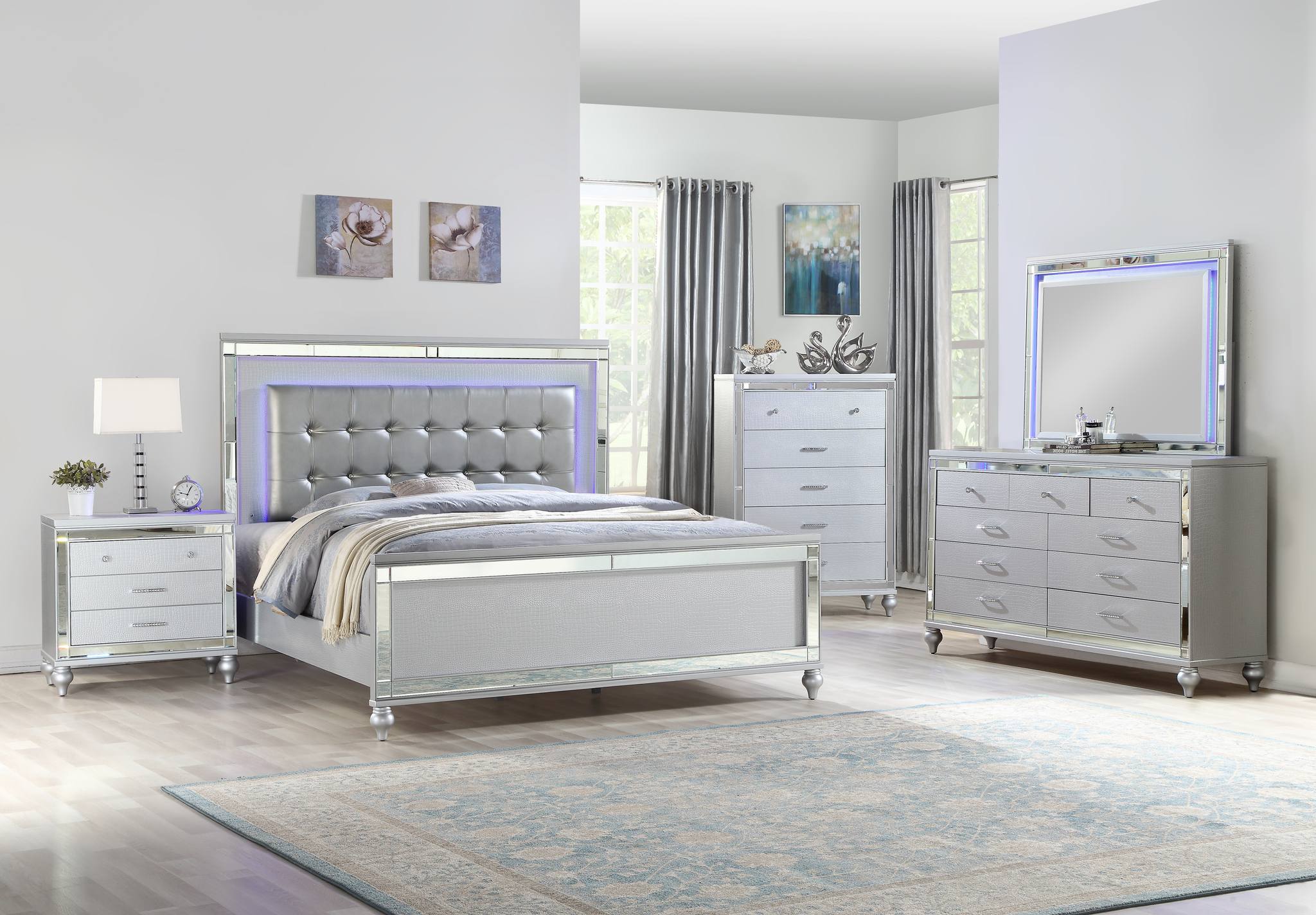 Sterling 4 Pc Full Bed Silver - Image 2