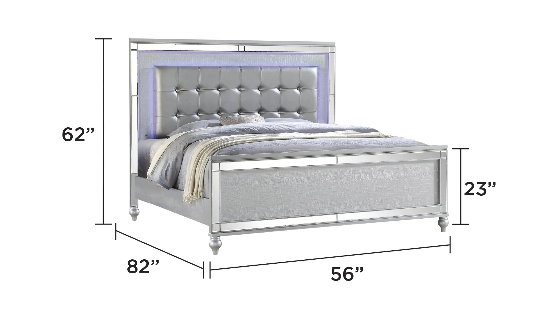 Sterling 5 Pc Full Bed Silver - Image 3
