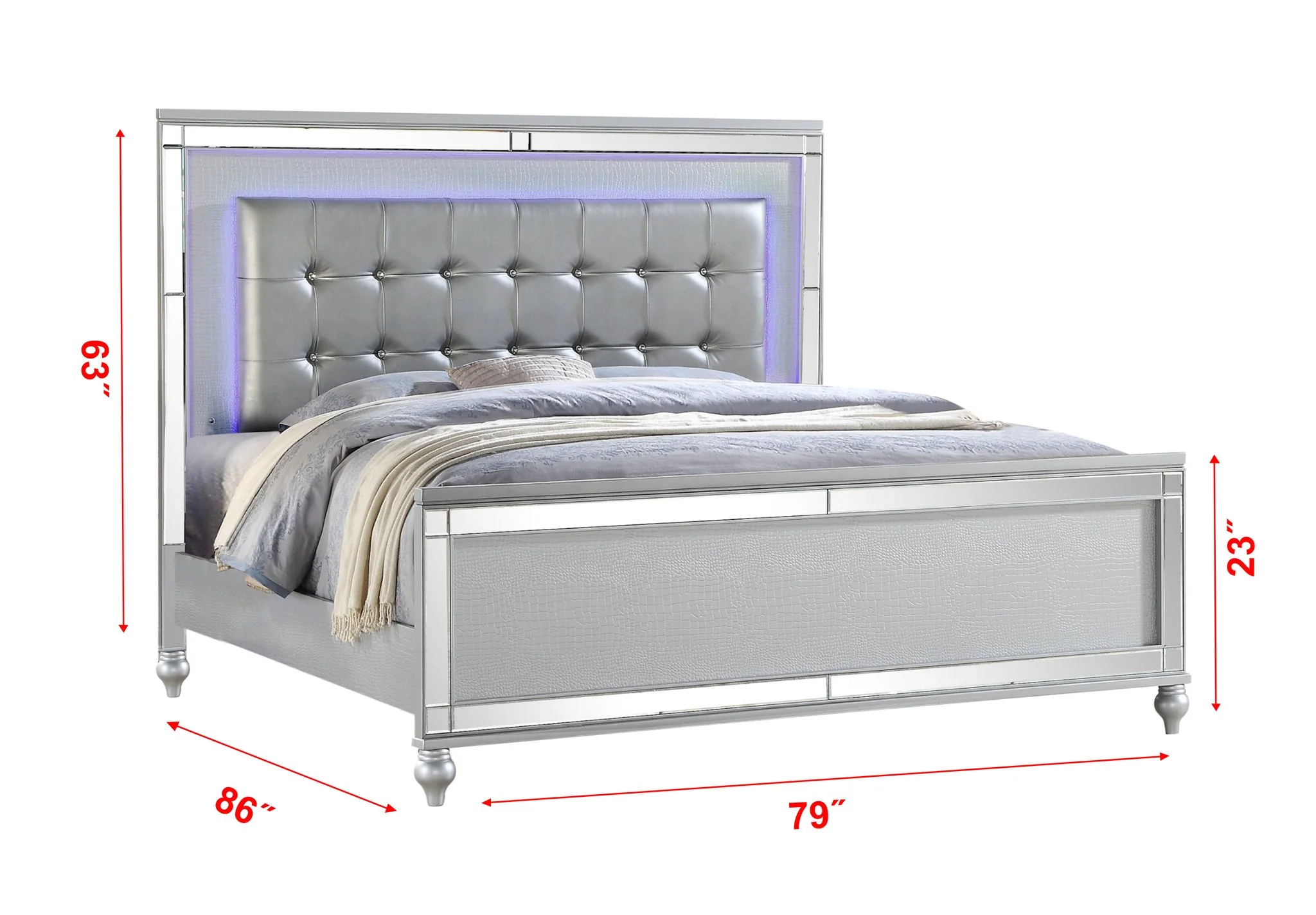Sterling King Bed Silver - Image 3