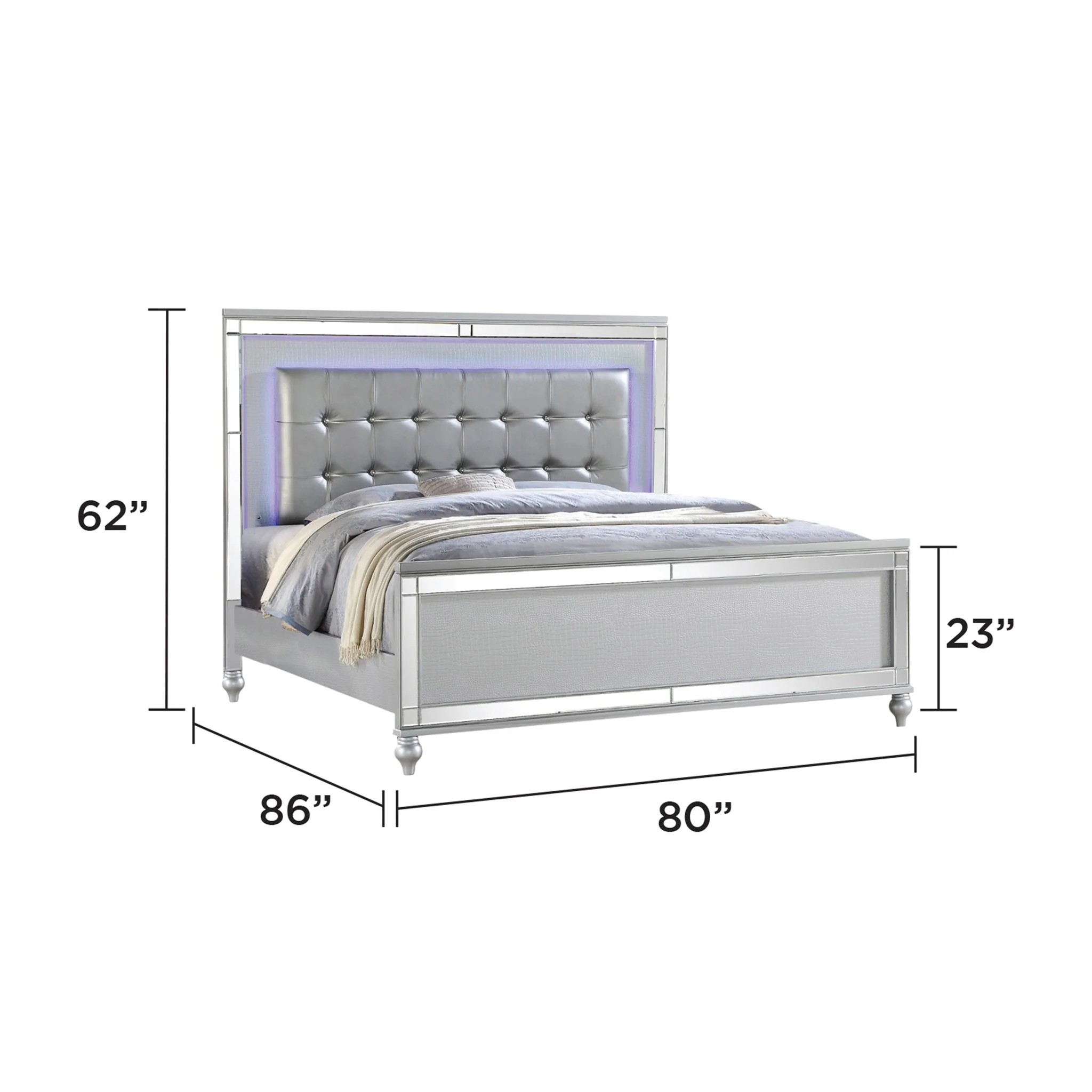 Sterling King Bed Silver - Image 4