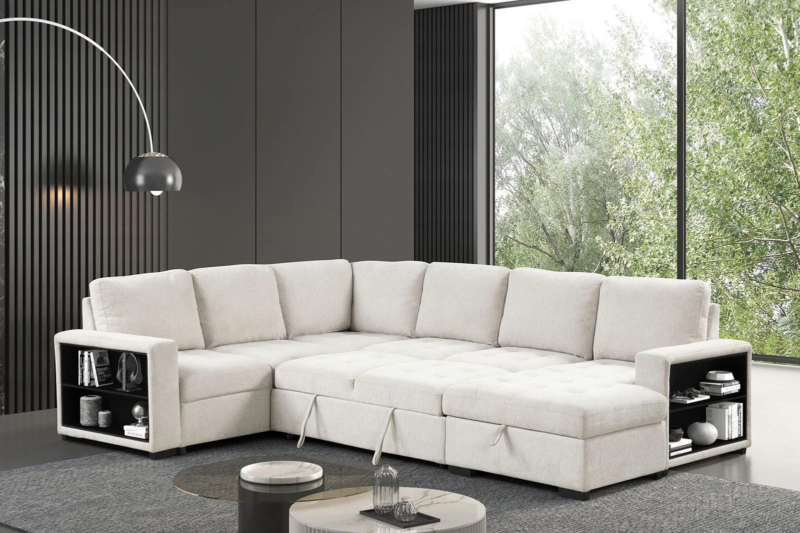 Stockwell Sleeper Sofa Sectional, Beige - Image 2