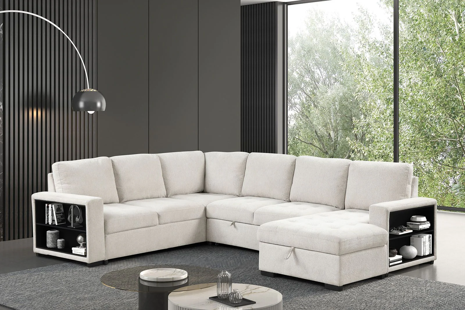 Stockwell Sleeper Sofa Sectional, Dark Gray - Image 2