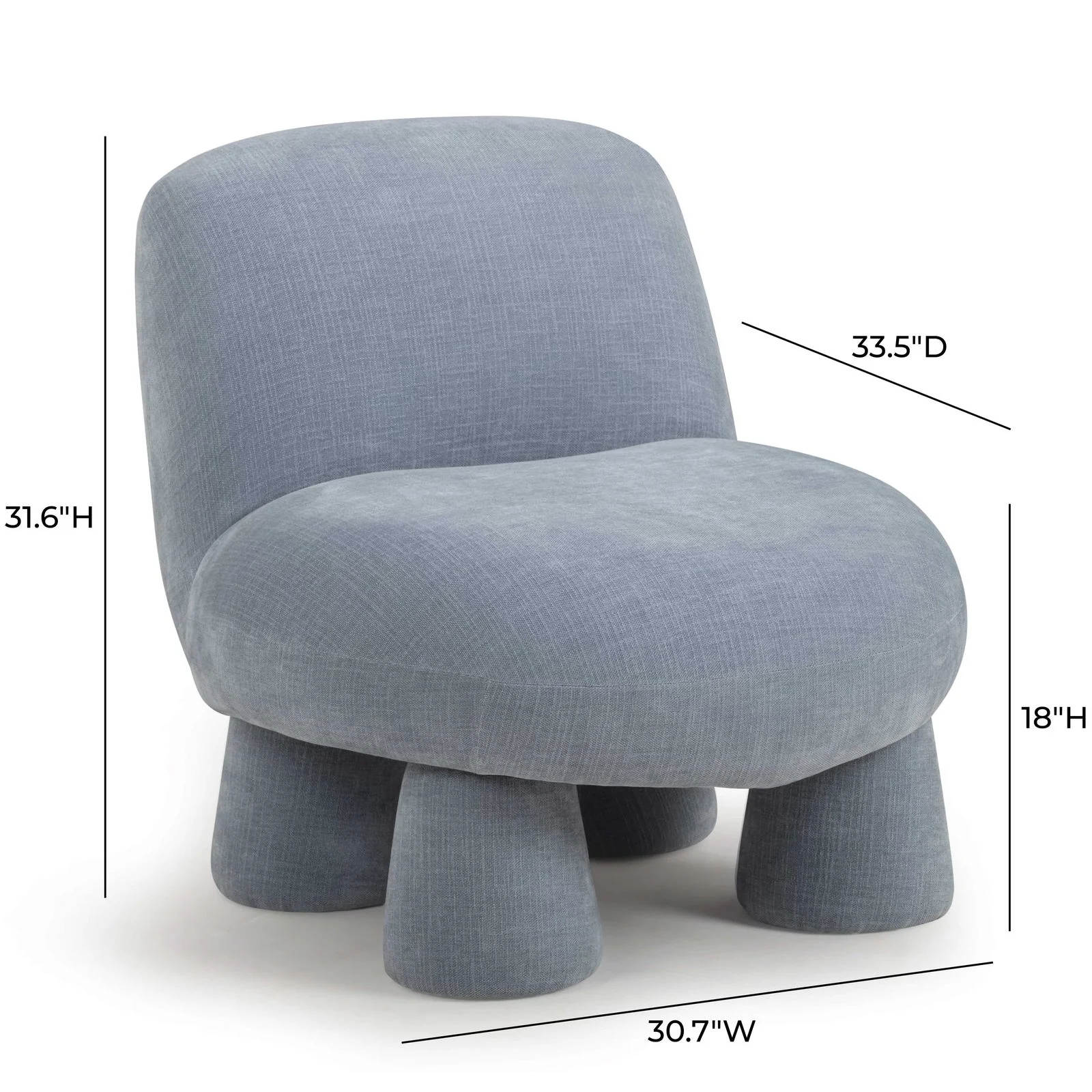 Stomp Blue Upcycled Chenille Accent Chair - Image 6