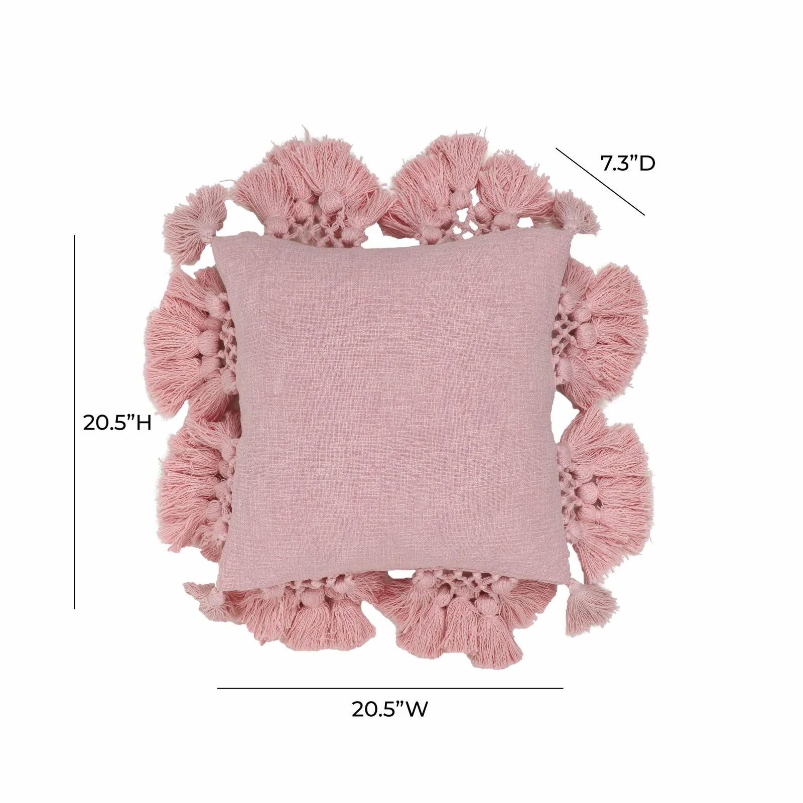 Stone Washed Blush Pink Cotton Tasseled Pillow - Image 10