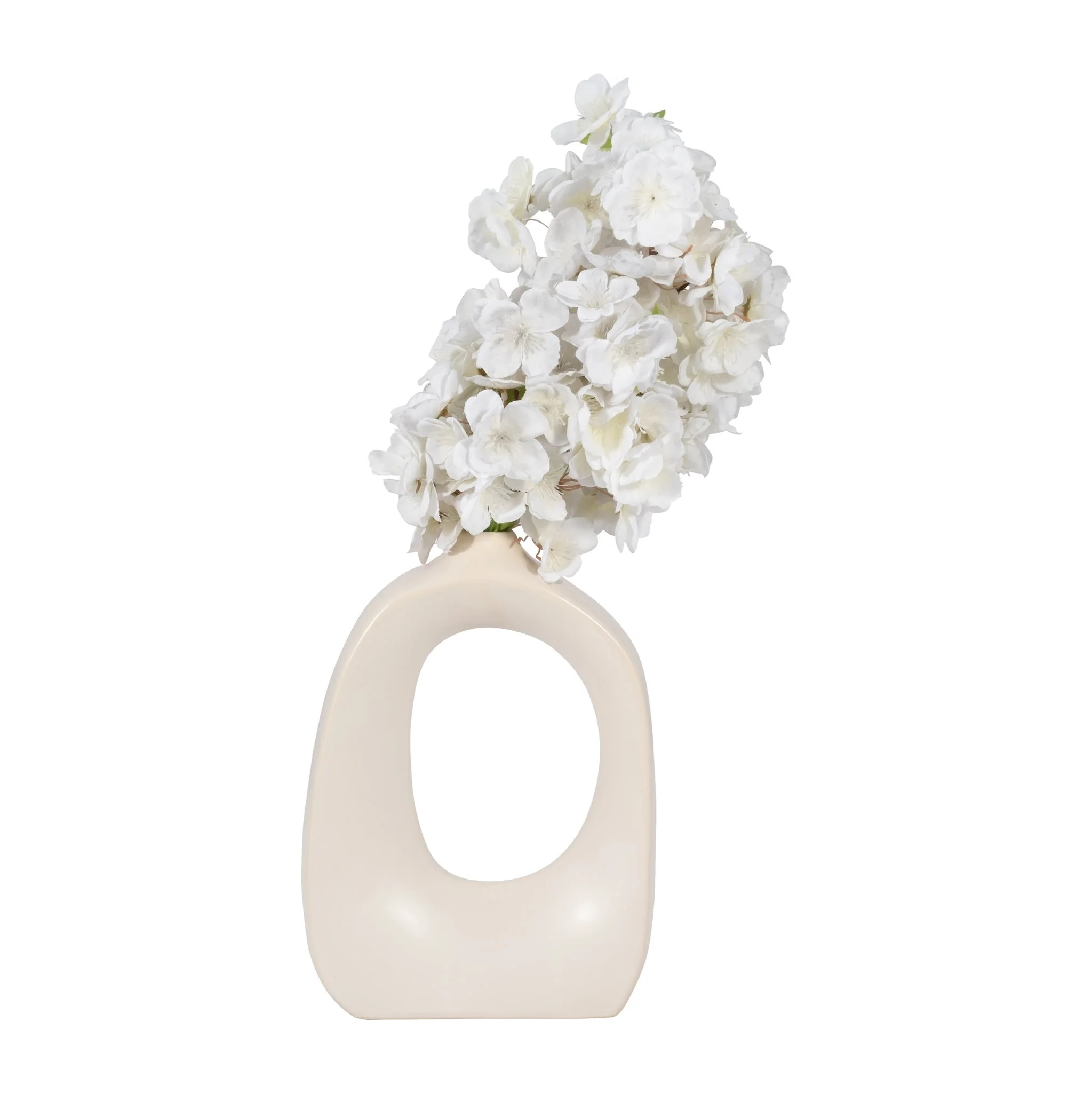 Stoneware 11" Curvy Cut-out Vase, Cotton - Image 4