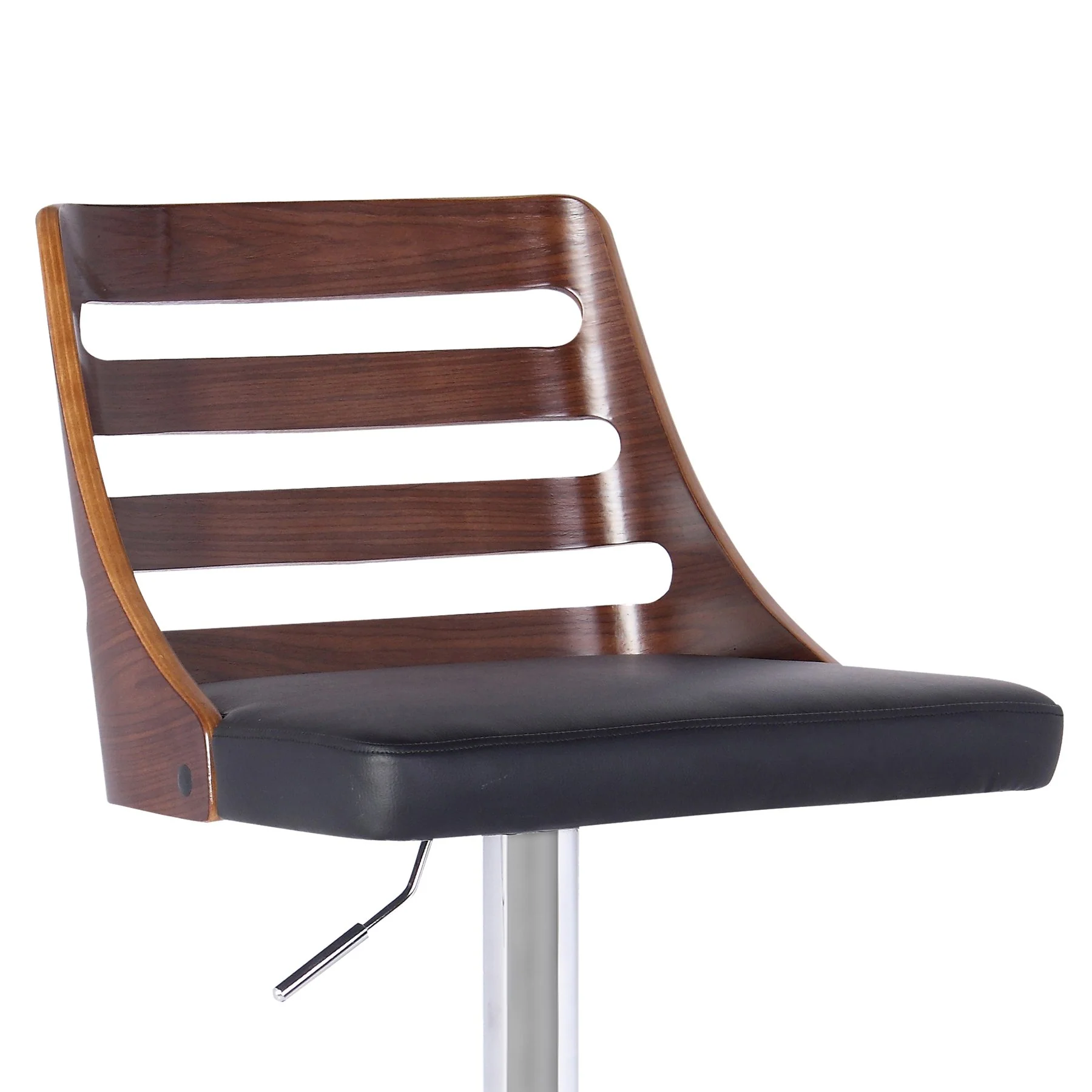 Storm Barstool in Chrome finish with Walnut wood and Black Faux Leather - Image 2