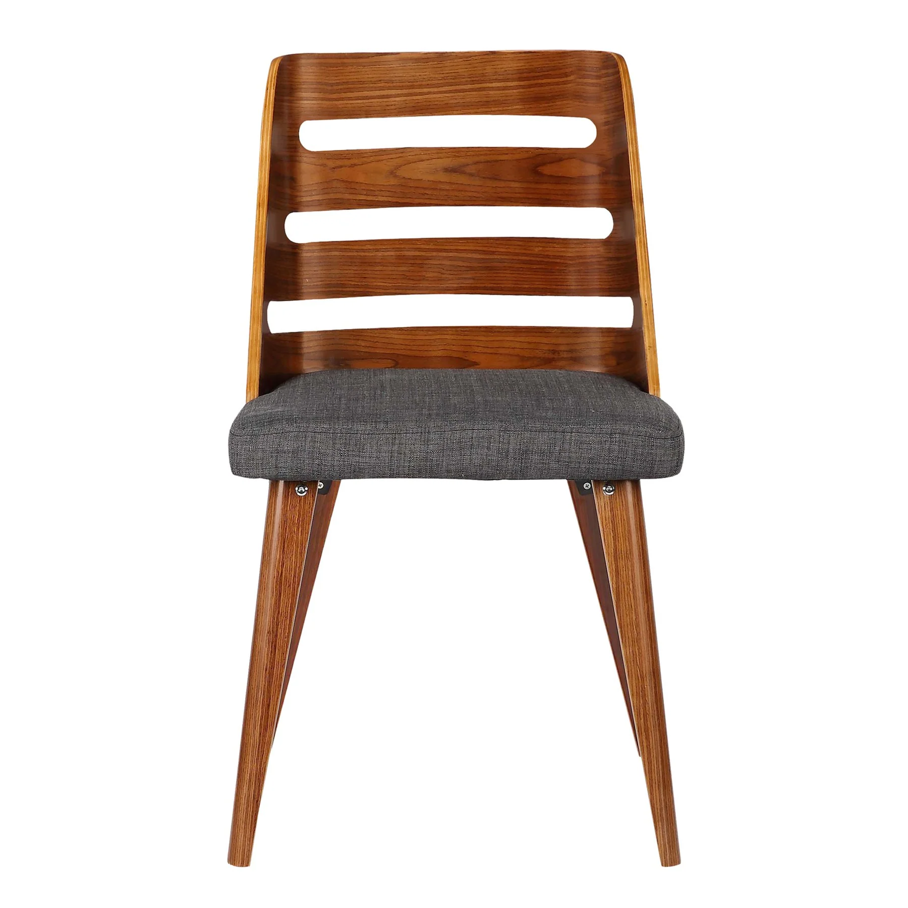 Storm Mid-Century Dining Chair in Walnut Wood and Charcoal Fabric - Image 2
