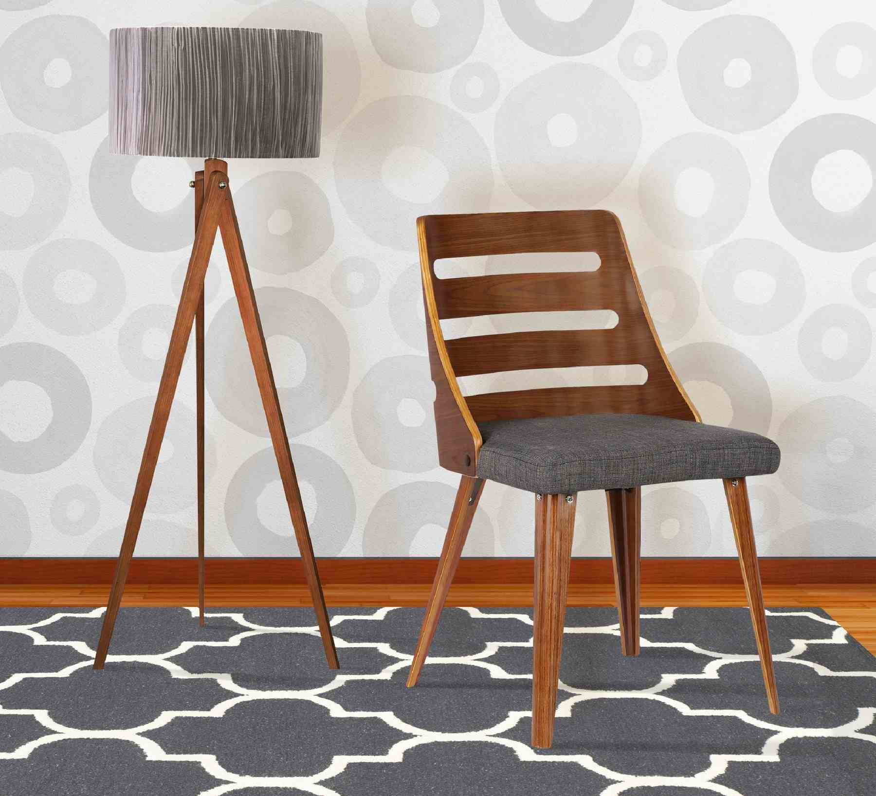 Storm Mid-Century Dining Chair in Walnut Wood and Charcoal Fabric - Image 8