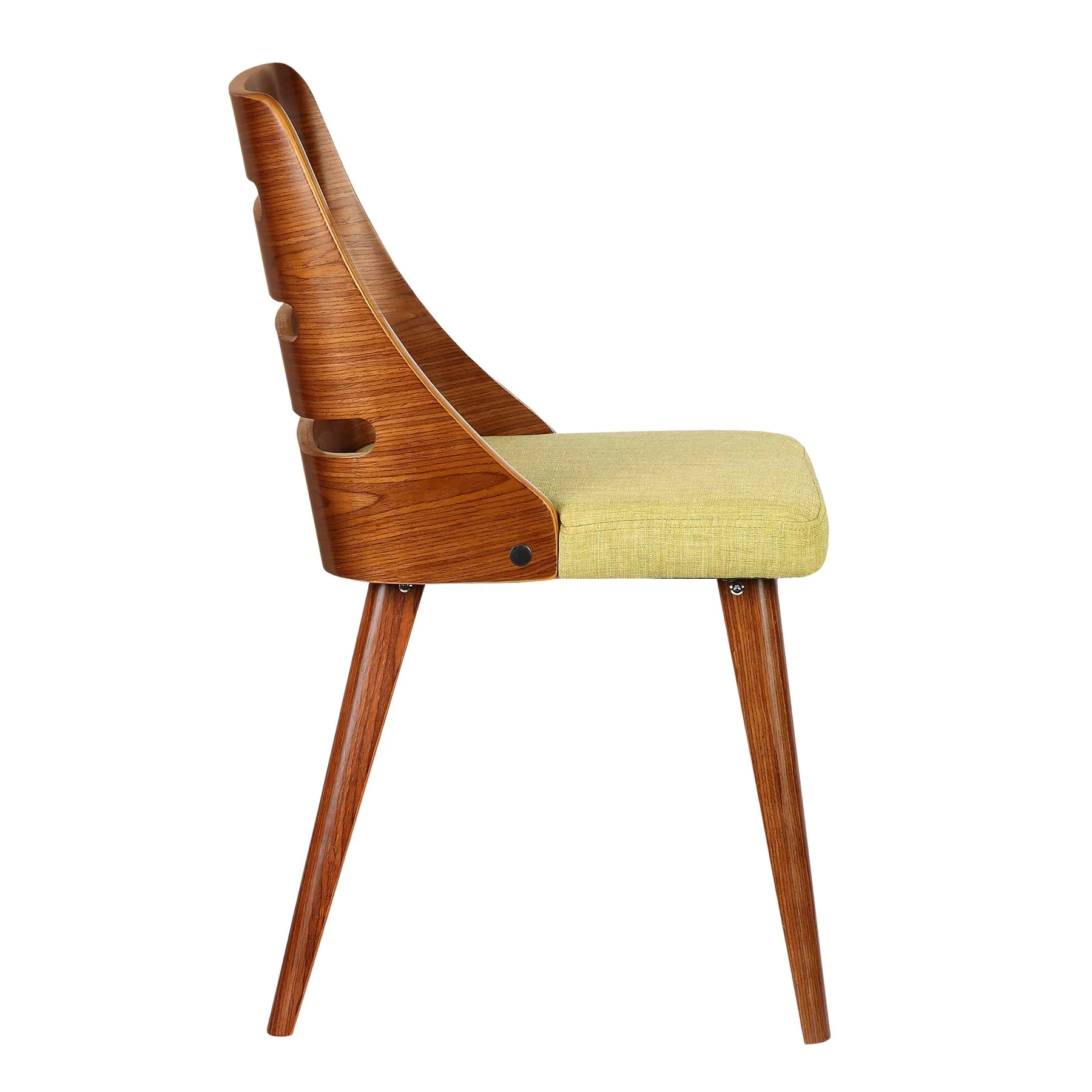 Storm Mid-Century Dining Chair in Walnut Wood and Green Fabric - Image 3