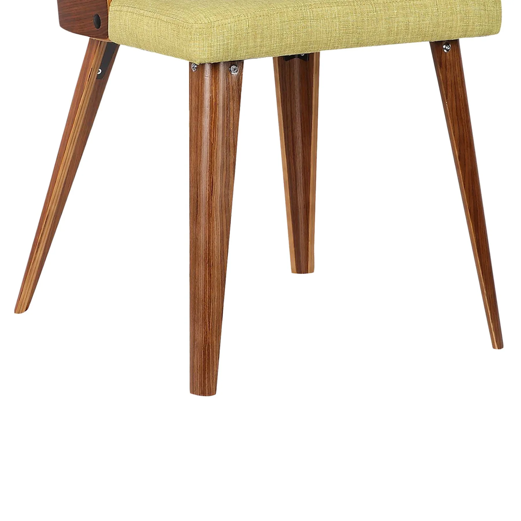 Storm Mid-Century Dining Chair in Walnut Wood and Green Fabric - Image 7
