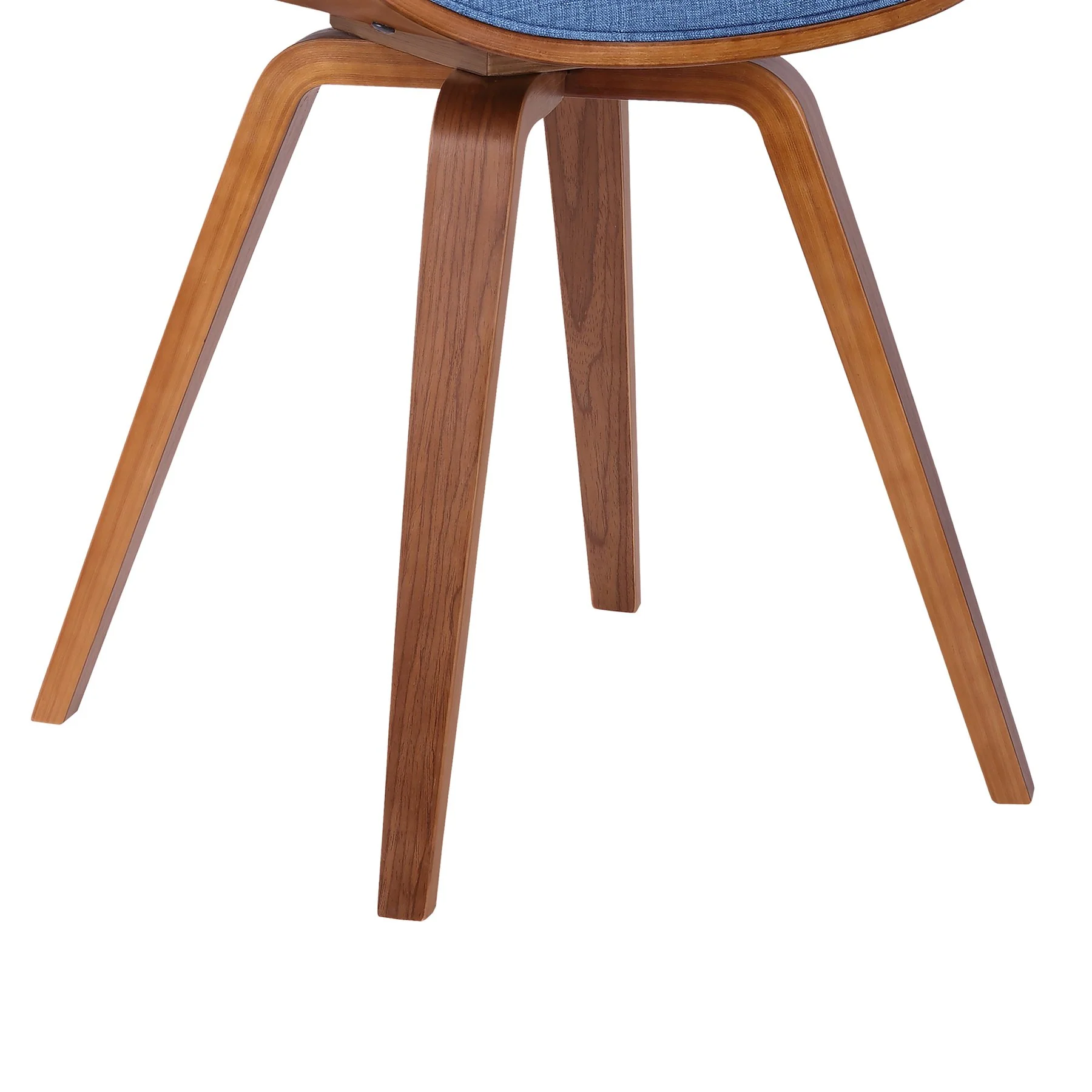 Summer Mid-Century Chair in Blue Fabric with Walnut Wood Finish - Image 6