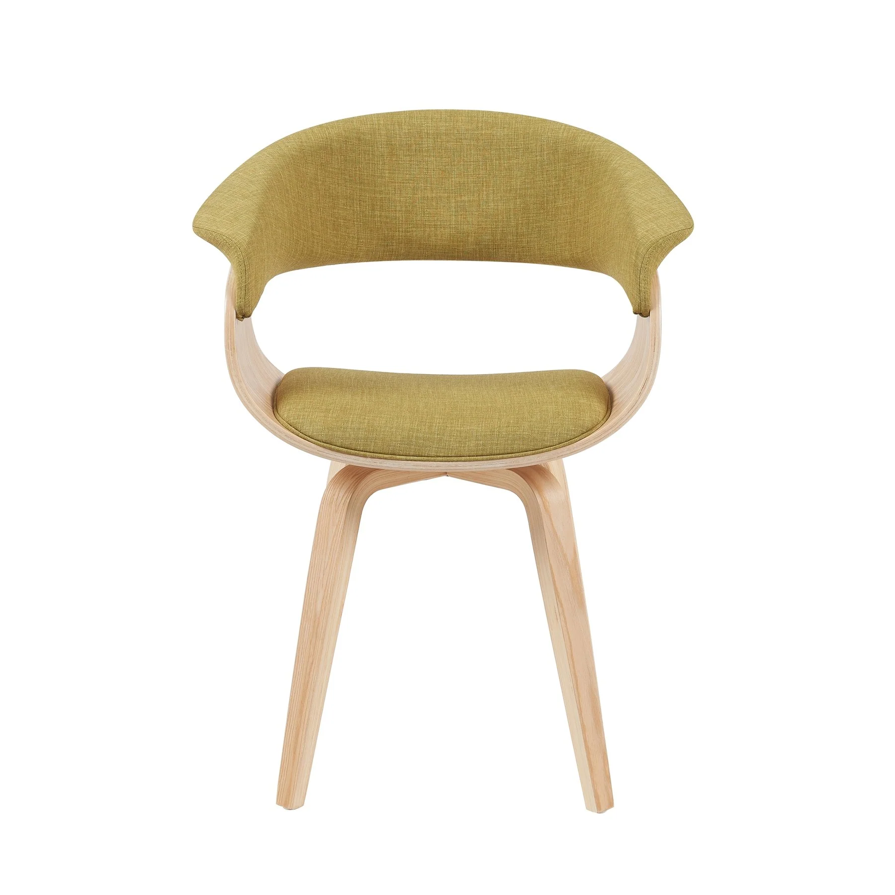Summer Mid-Century Upholstered Dining Chair in Green and Patterned Oak Finish - Image 2