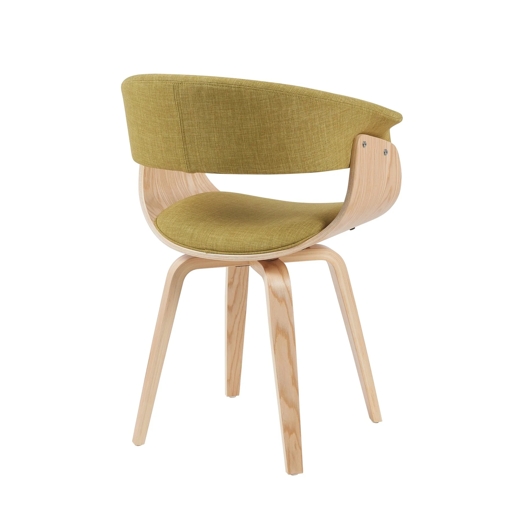 Summer Mid-Century Upholstered Dining Chair in Green and Patterned Oak Finish - Image 3