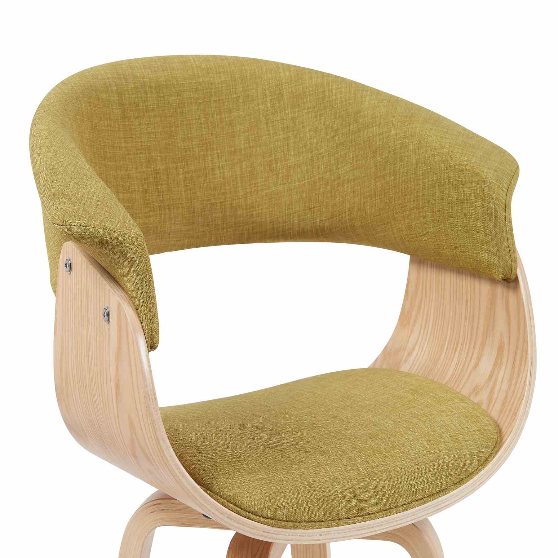 Summer Mid-Century Upholstered Dining Chair in Green and Patterned Oak Finish - Image 4