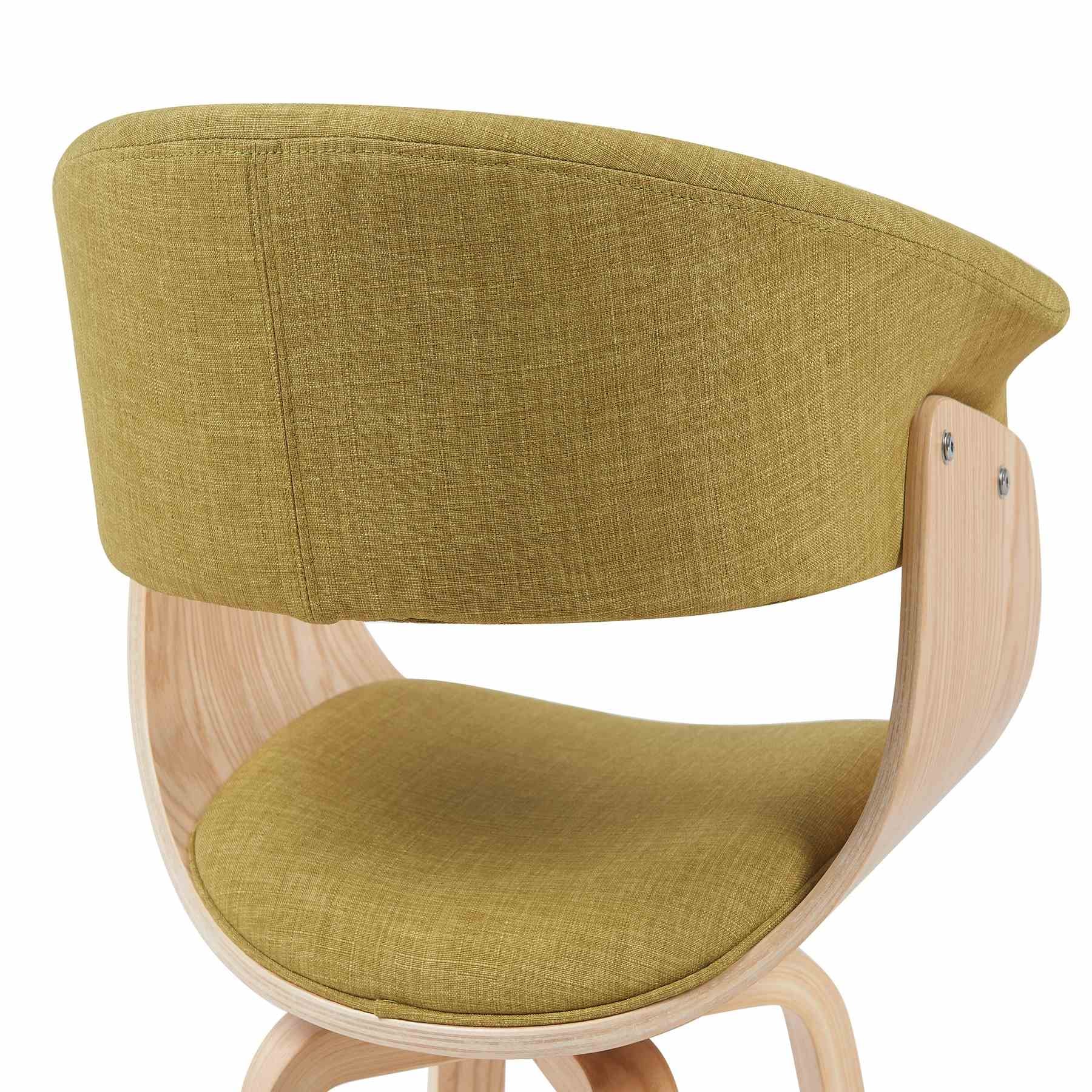 Summer Mid-Century Upholstered Dining Chair in Green and Patterned Oak Finish - Image 5