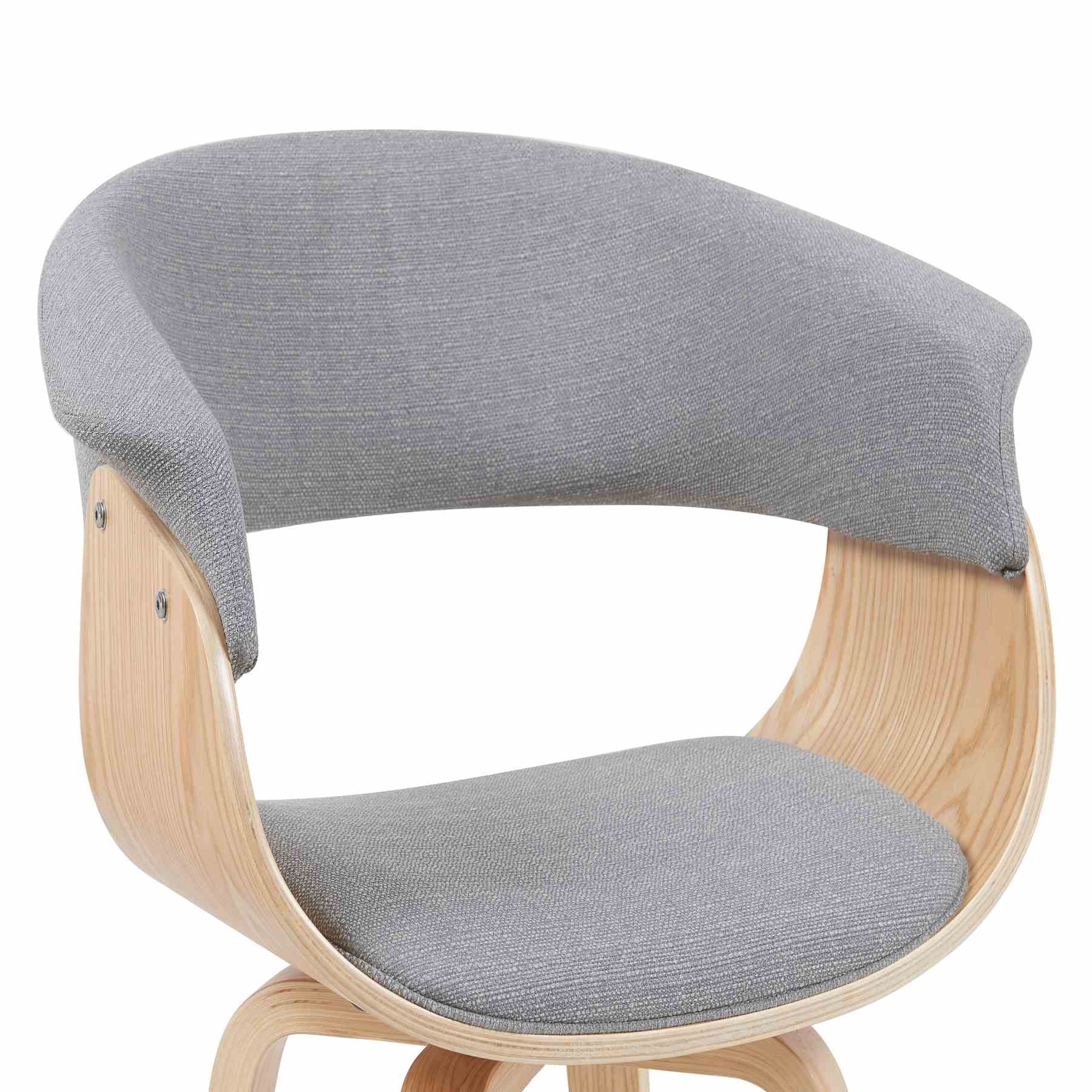 Summer Mid-Century Upholstered Dining Chair in Grey and Patterned Oak Finish - Image 4