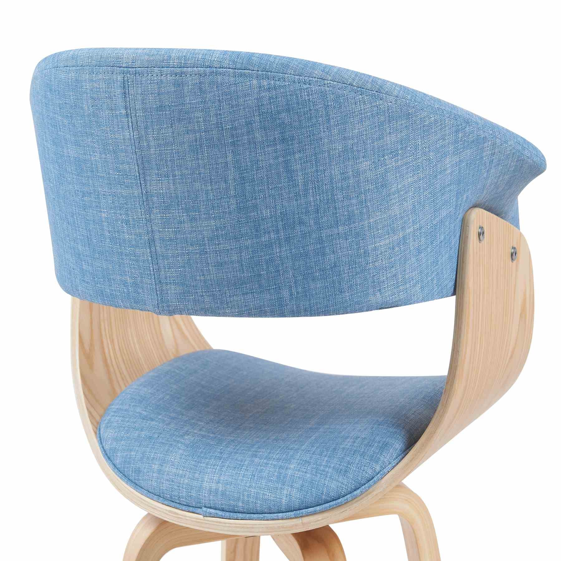 Summer Mid-Century Upholstered Dining Chair in Light Blue and Patterned Oak Finish - Image 5