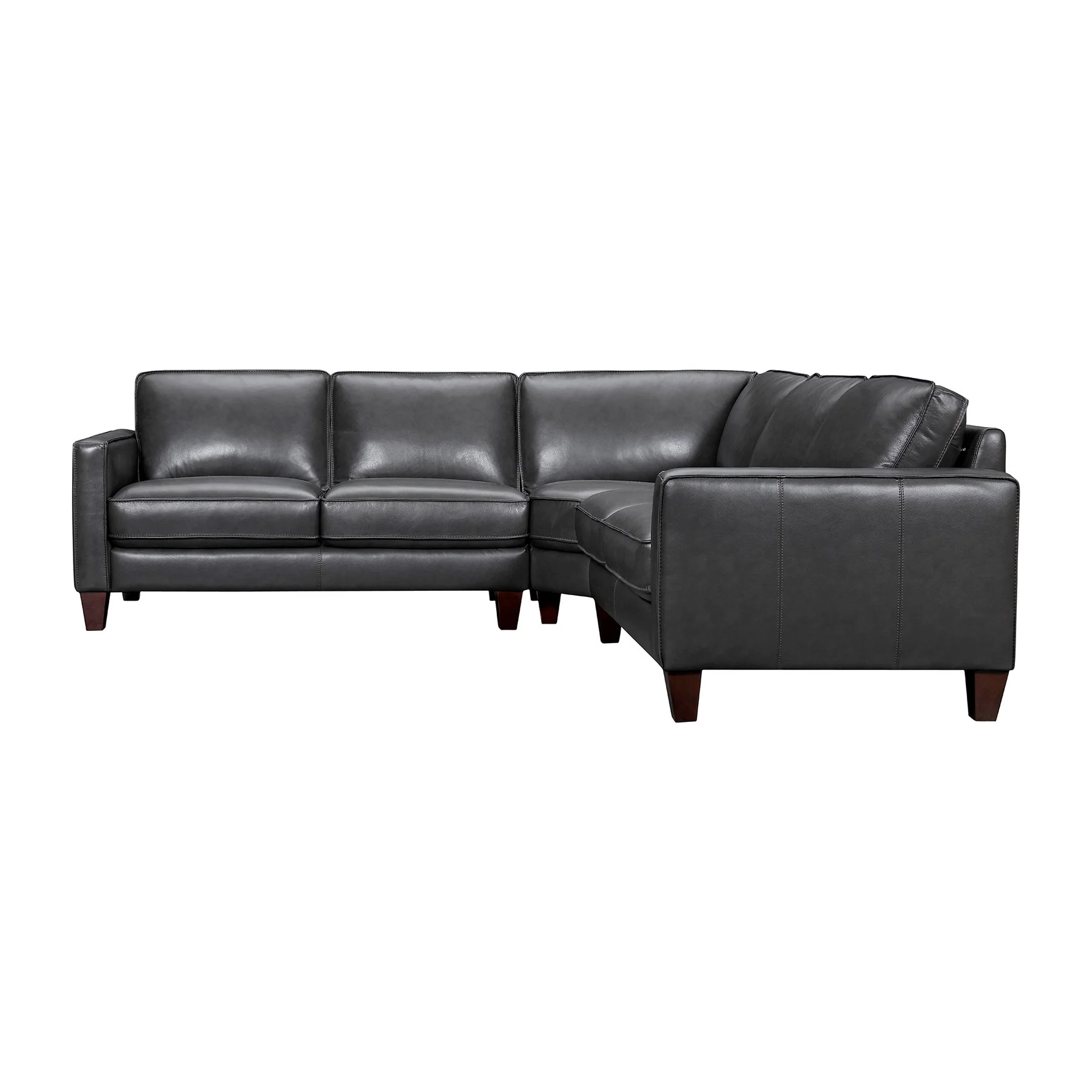 Summit 3 Piece Pewter Leather Sectional Sofa - Image 2