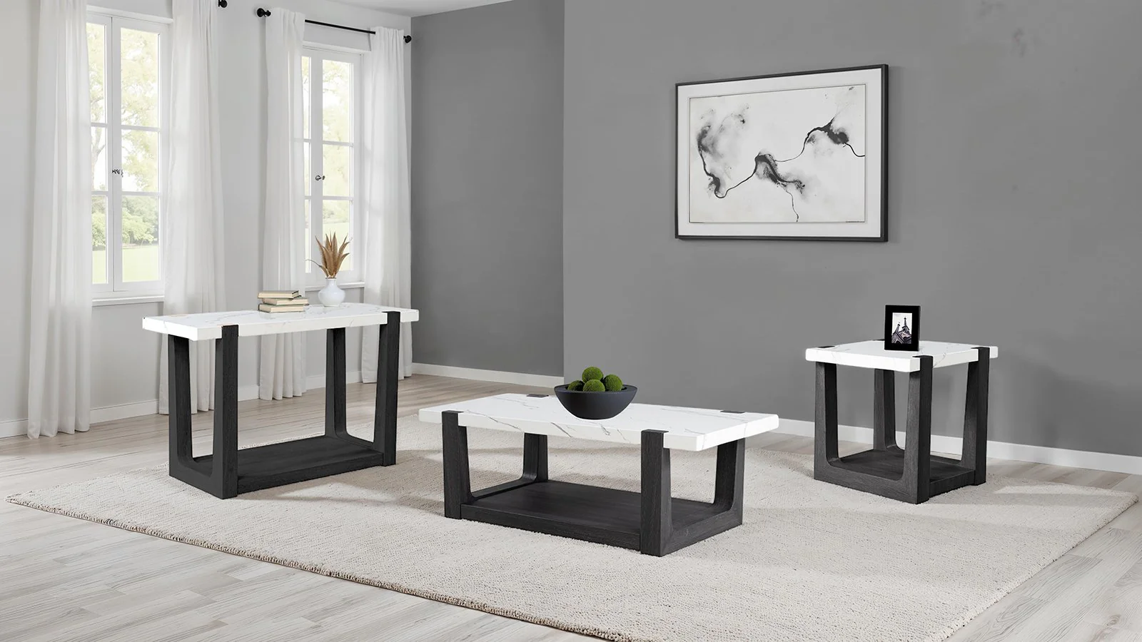 Sundbry End Table, White/Black - Image 2
