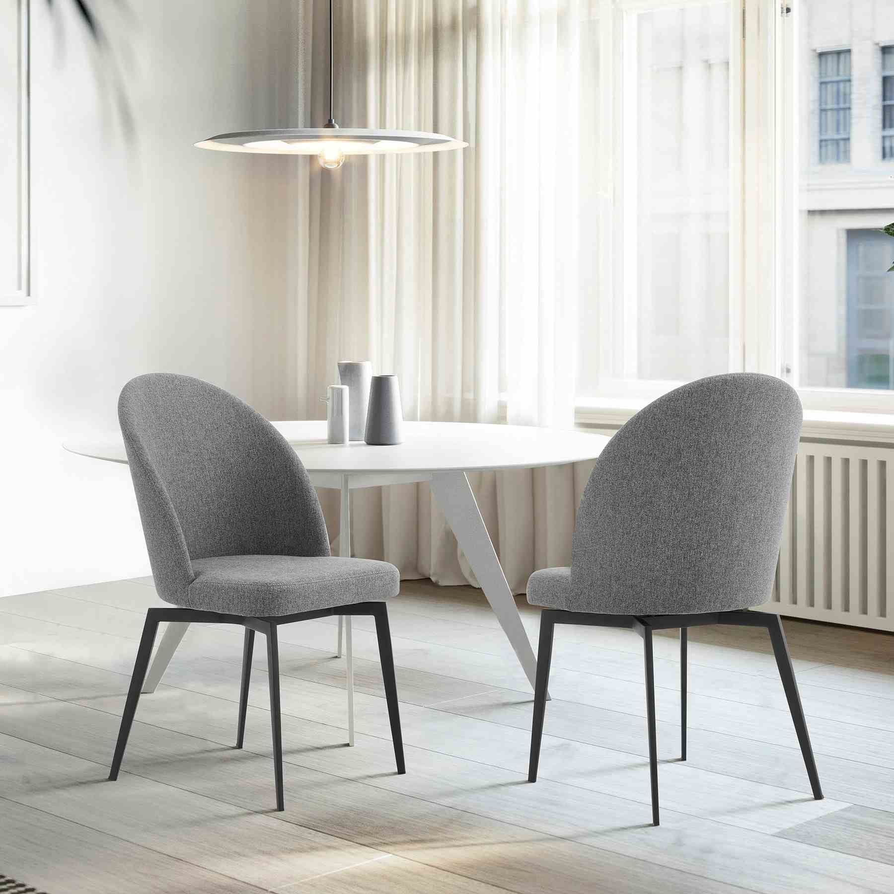 Sunny Swivel Gray Fabric and Metal Dining Room Chairs - Set of 2 - Image 8