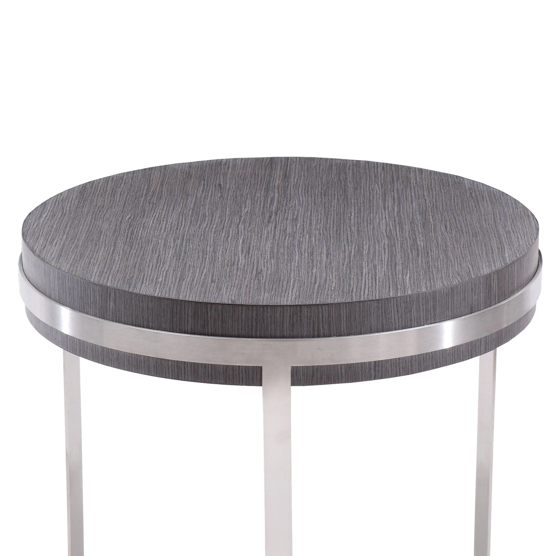 Sunset End Table in Brushed Stainless Steel finish with Gray Top - Image 2
