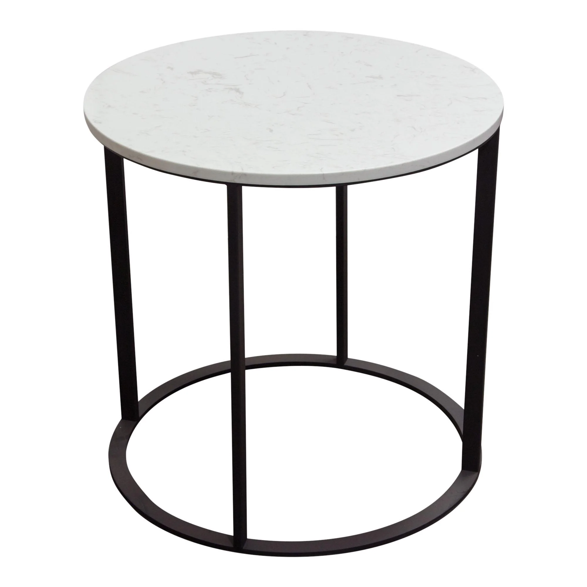 Surface Round End Table w/ Engineered Marble Top & Black Powder Coated Metal Base by Diamond Sofa - Image 4