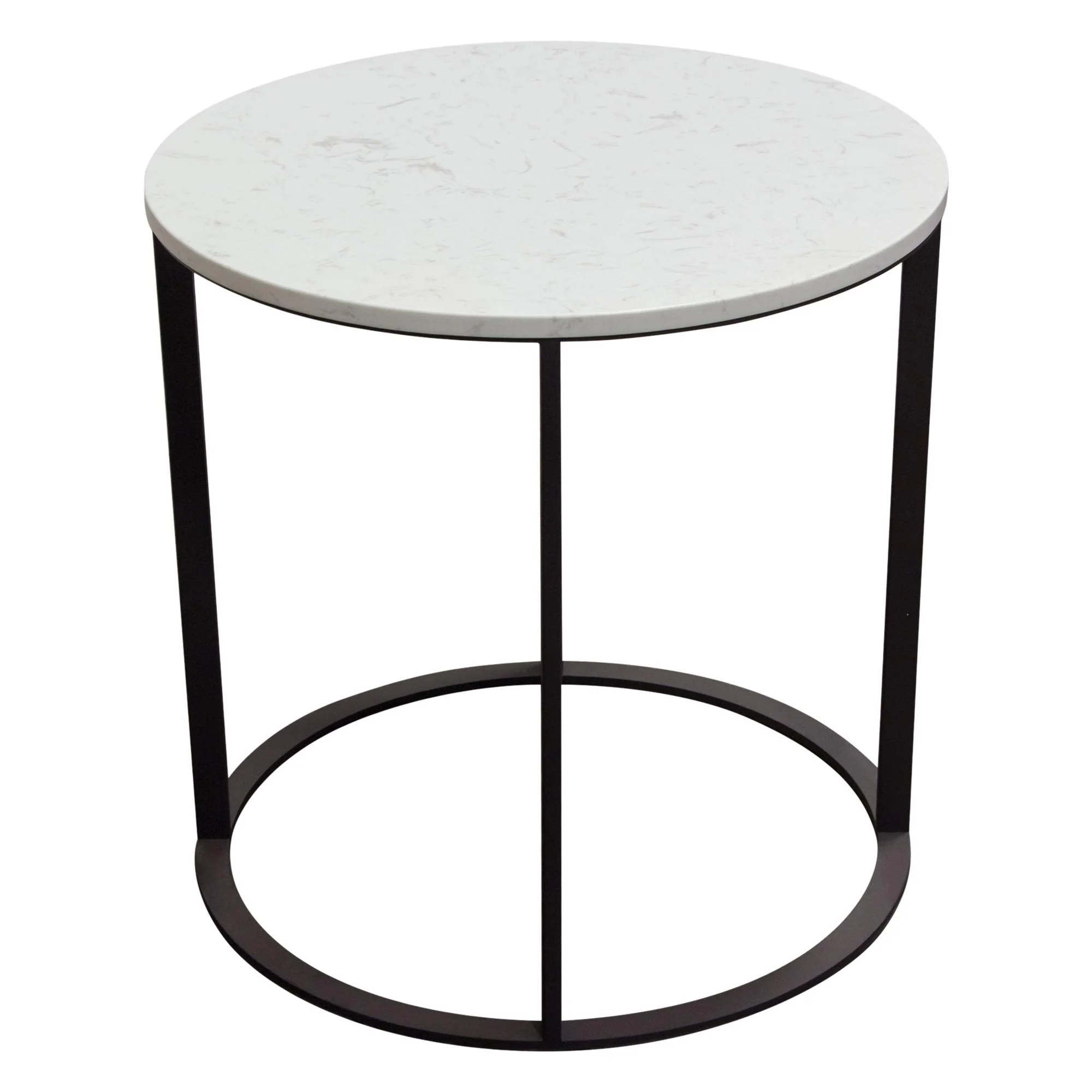 Surface Round End Table w/ Engineered Marble Top & Black Powder Coated Metal Base by Diamond Sofa - Image 6