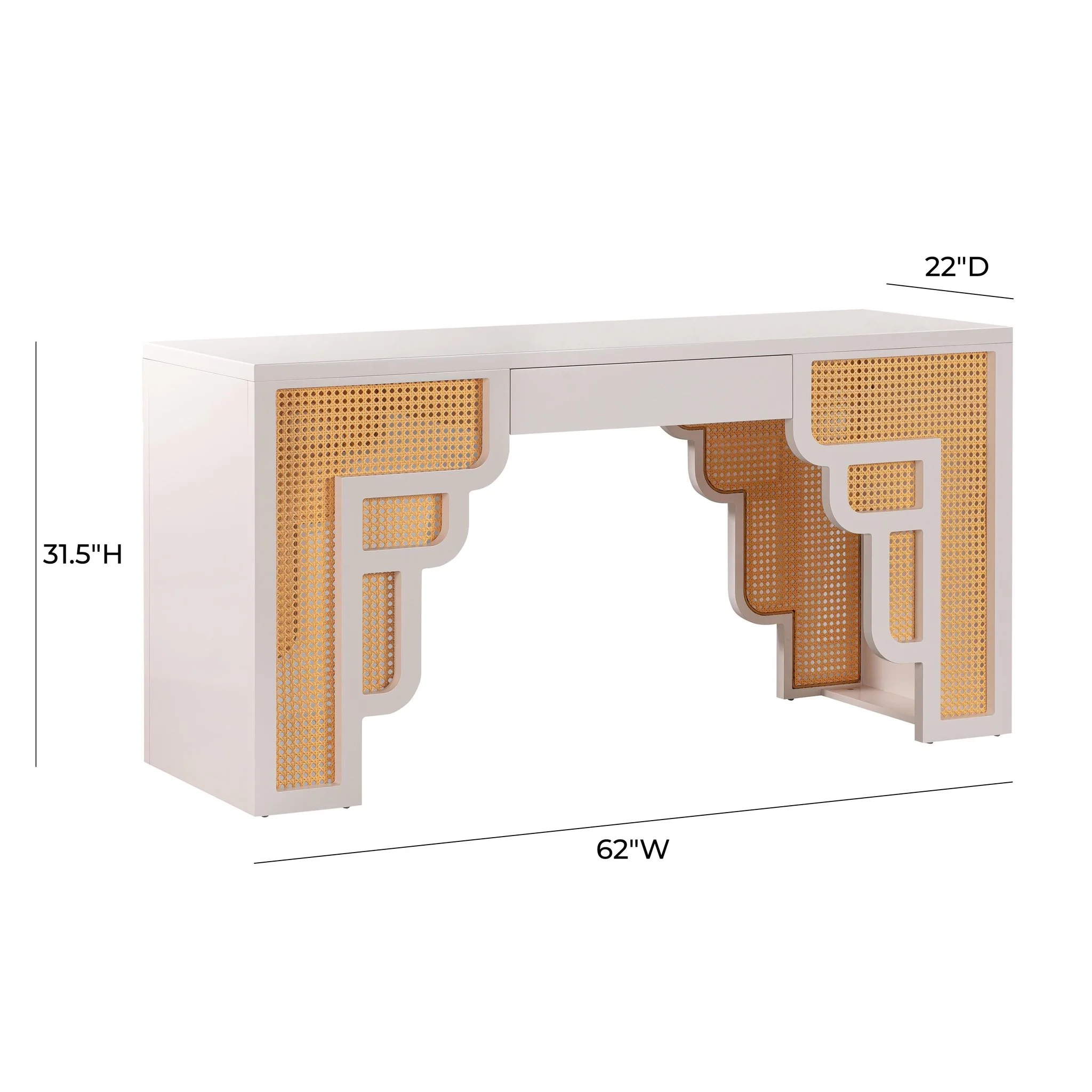 Suzie Cream & Rattan Executive Desk - Image 8