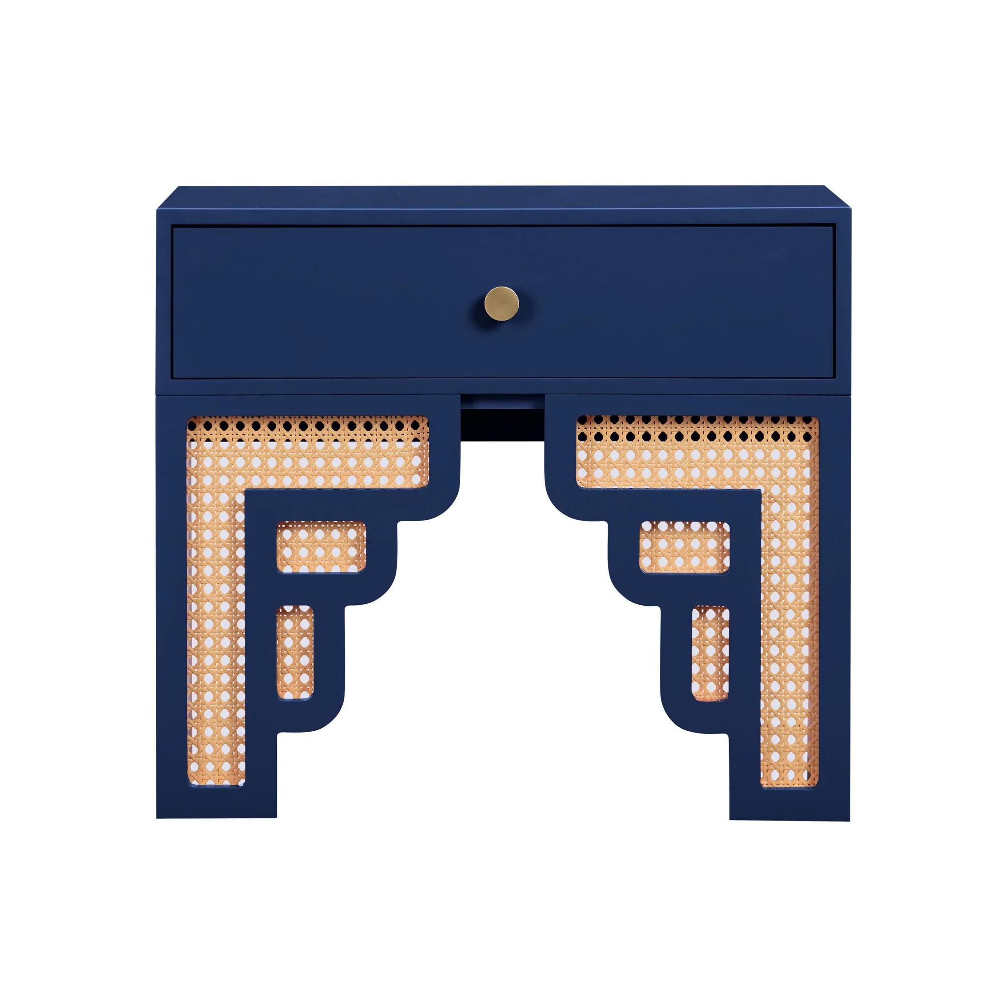 Suzie Navy & Rattan Nightstand - Image 3