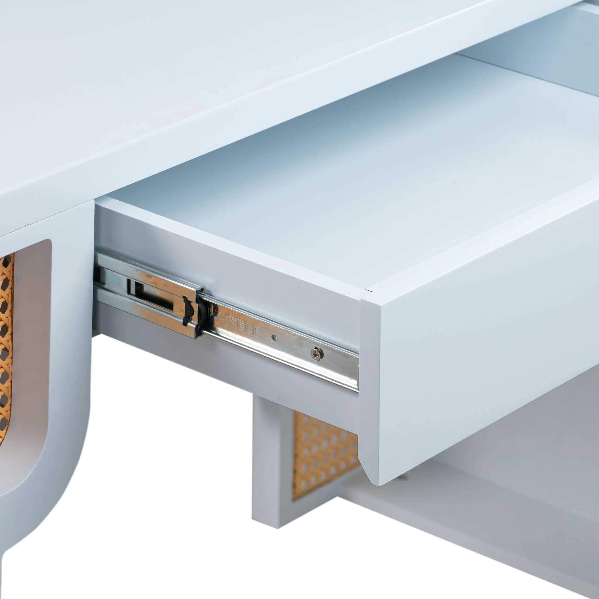 Suzie Pastel Blue & Rattan Executive Desk - Image 7
