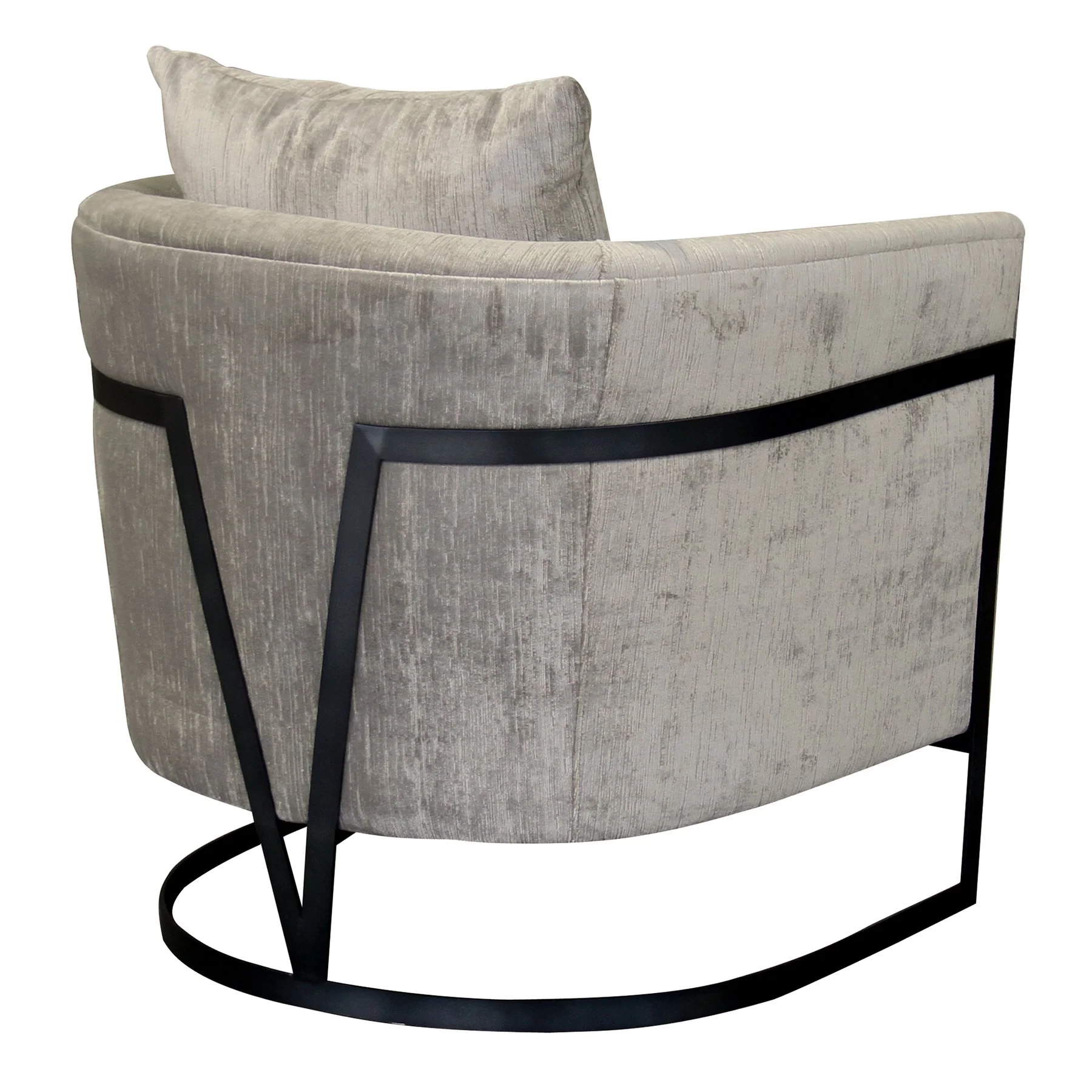 Swan Contemporary Accent Chair with Black Iron Finish and Beige Fabric - Image 2