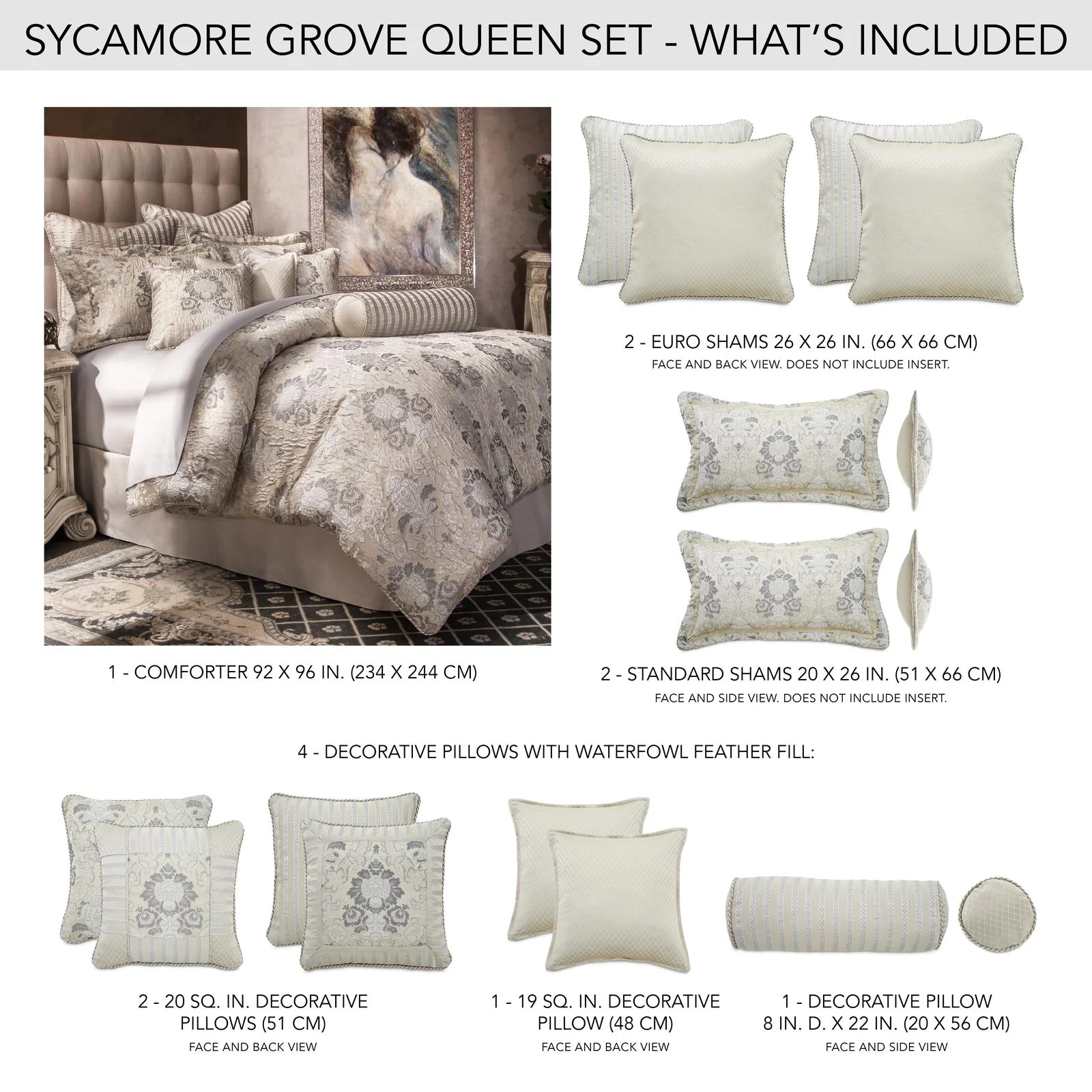Sycamore Grove 9-Piece Queen Comforter Set - Silver - Image 3