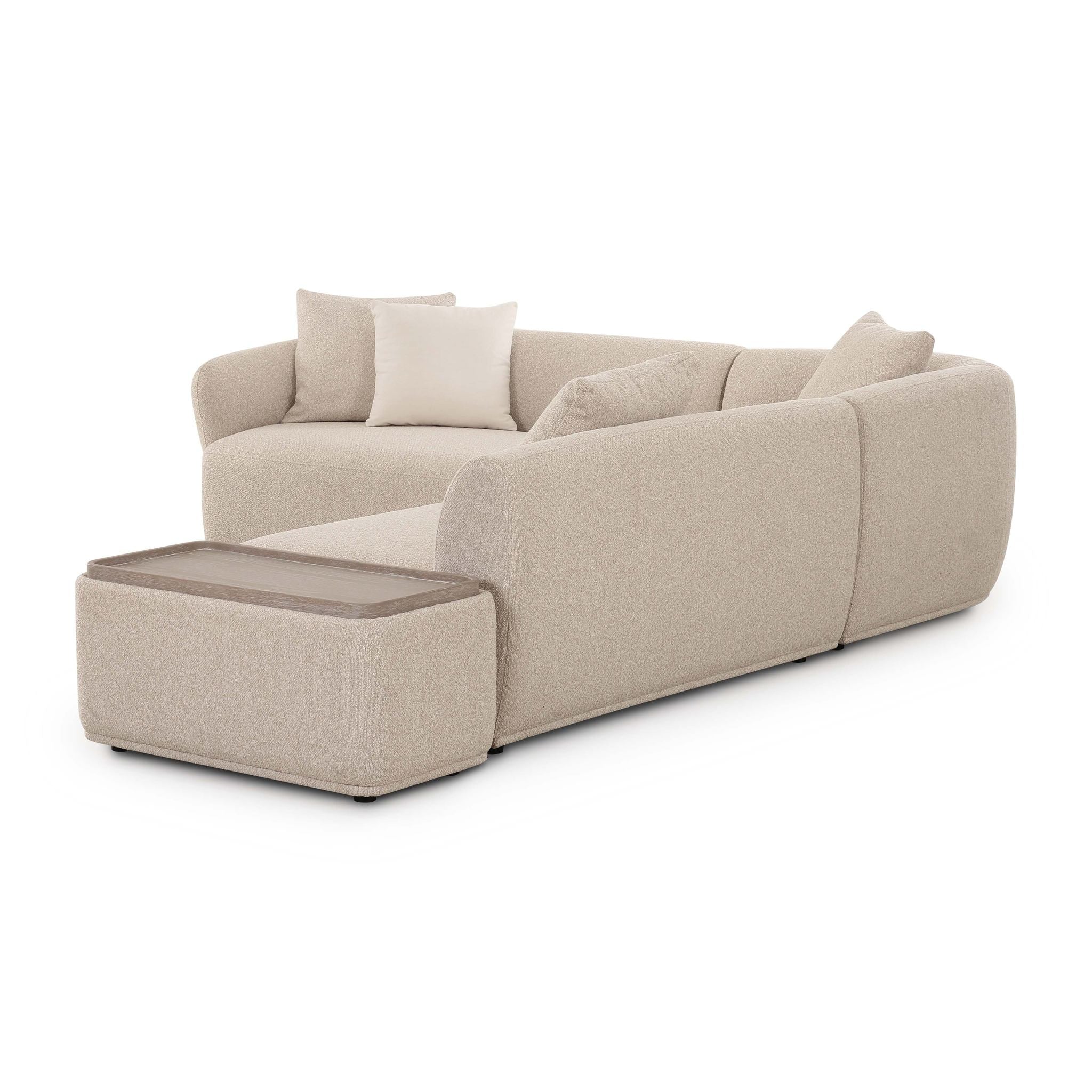 Sylvie Cream Boucle 4-Piece Right Chaise Sectional - Image 4