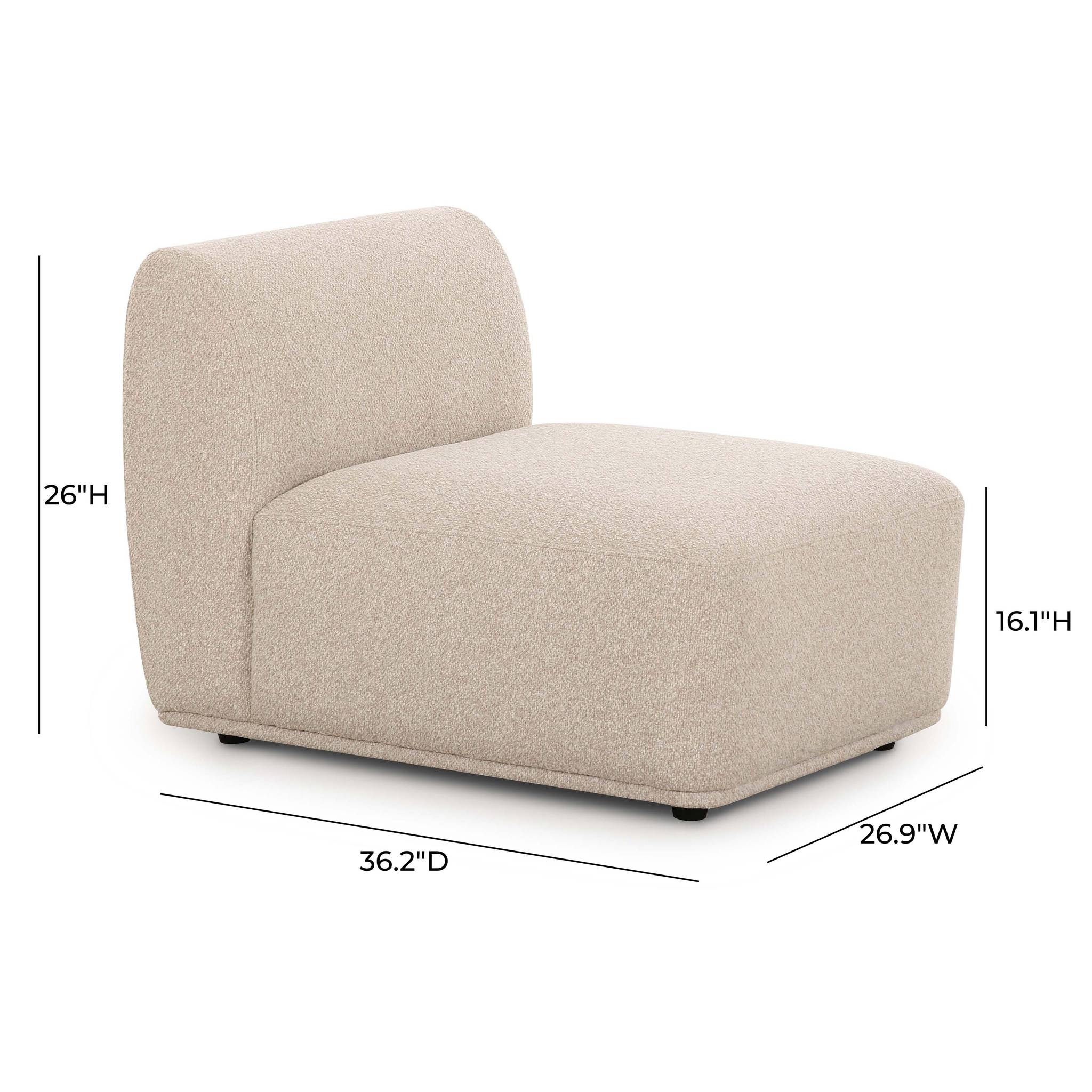 Sylvie Cream Boucle Armless 1-Seater - Image 5