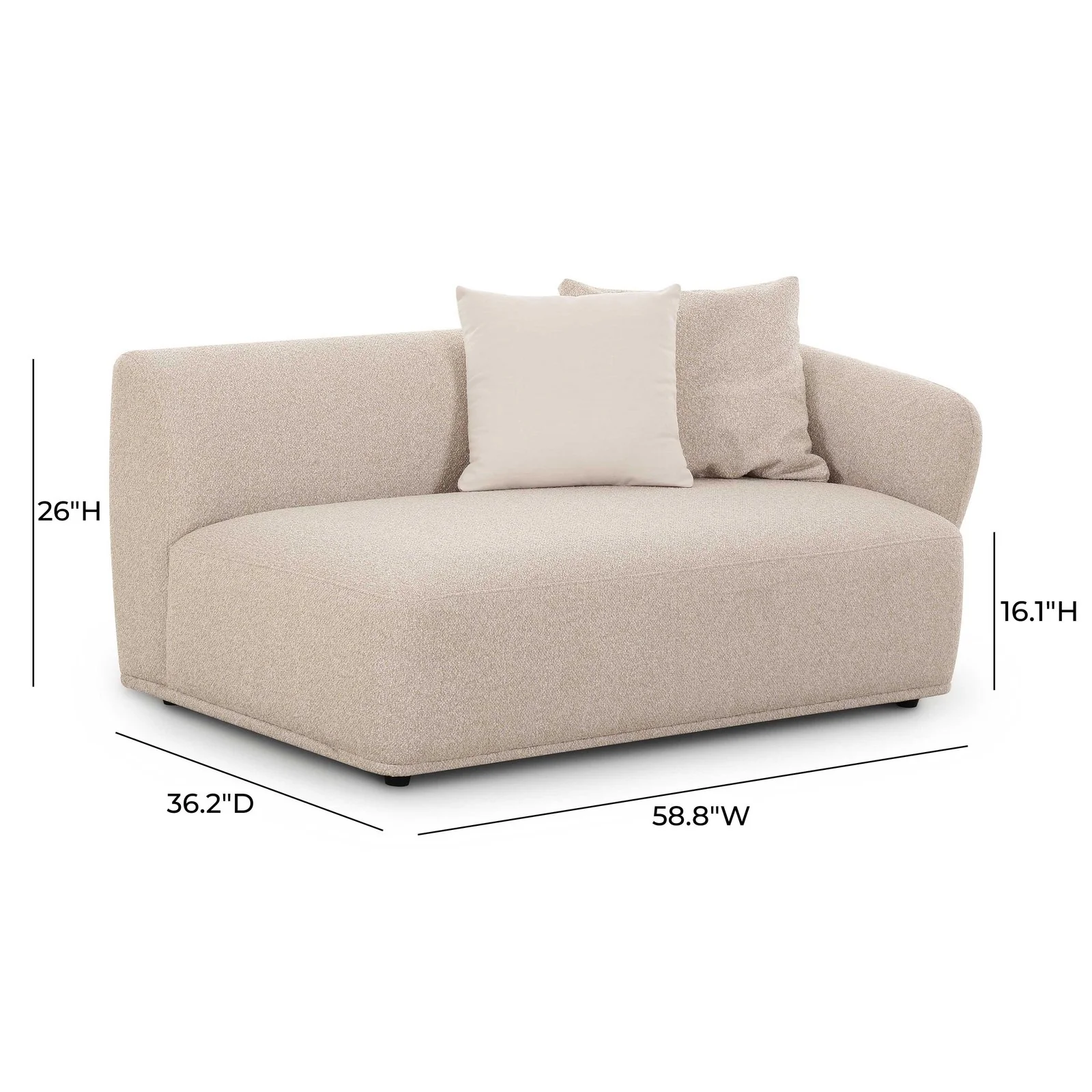 Sylvie Cream Boucle Right Arm 2-Seater Loveseat - Image 5